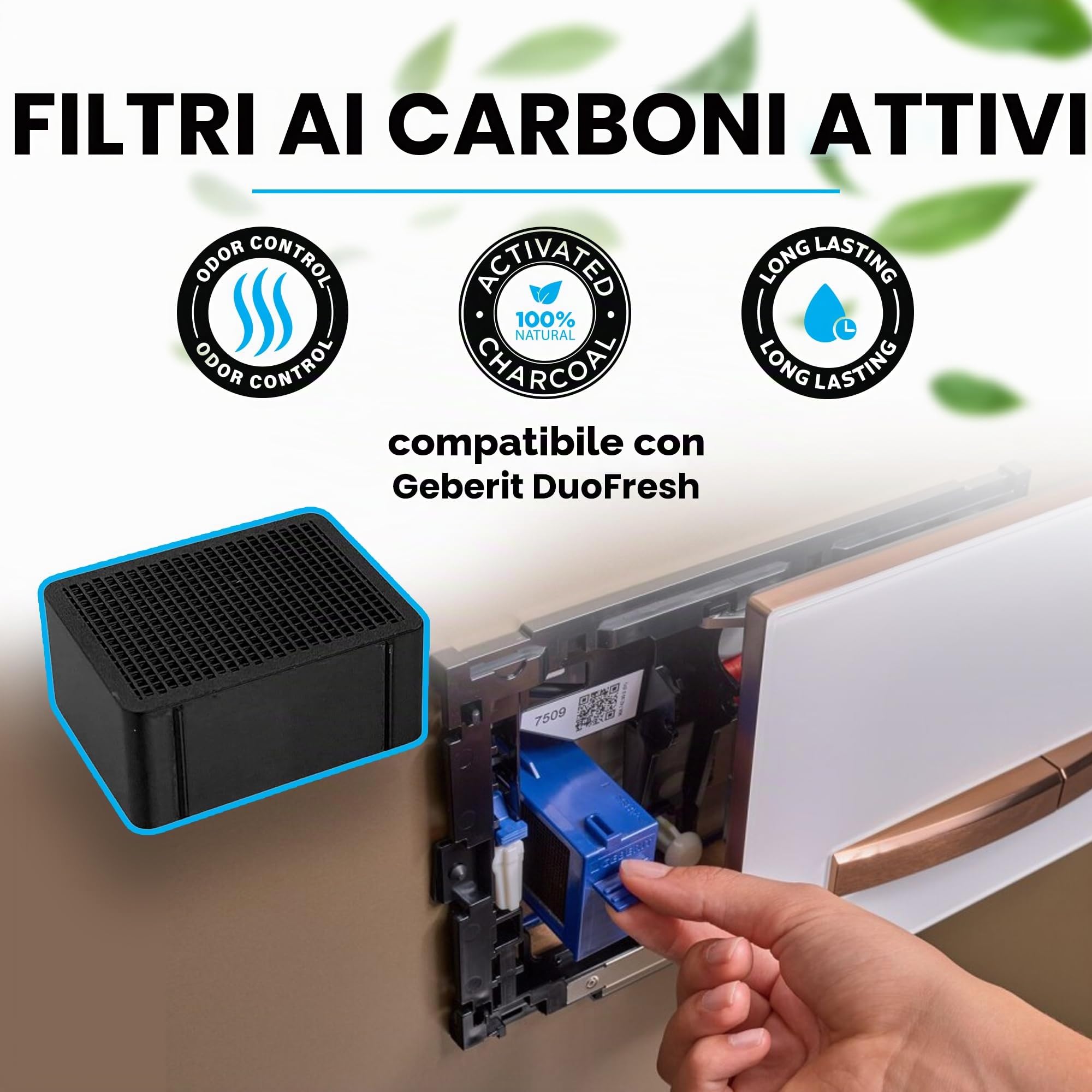 Filtro ai carboni attivi compatibile con Geberit DuoFresh – Filtro di ricambio – Neutralizzazione degli odori, filtro antiodore, purificatore d'aria WC – Made in Germany