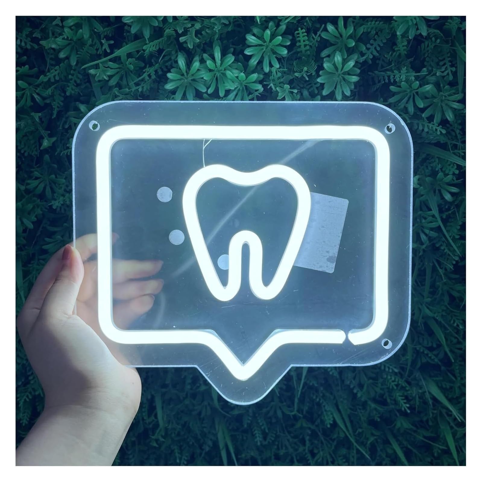Luces de neón decorativas Letrero luminoso LED con forma de diente, logotipo neón para decorar paredes o ventanas consultorios dentales 22cmx20