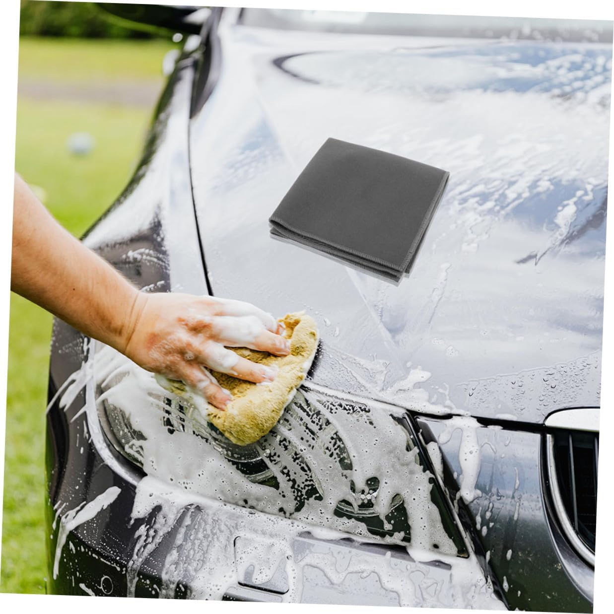Healifty 2pcs Dual-Sided Microfiber Car Towels 30x30cm Thick Absorbent Wash and Dry Cloths for Interior and Exterior Cleaning Automotive Detailing Accessories