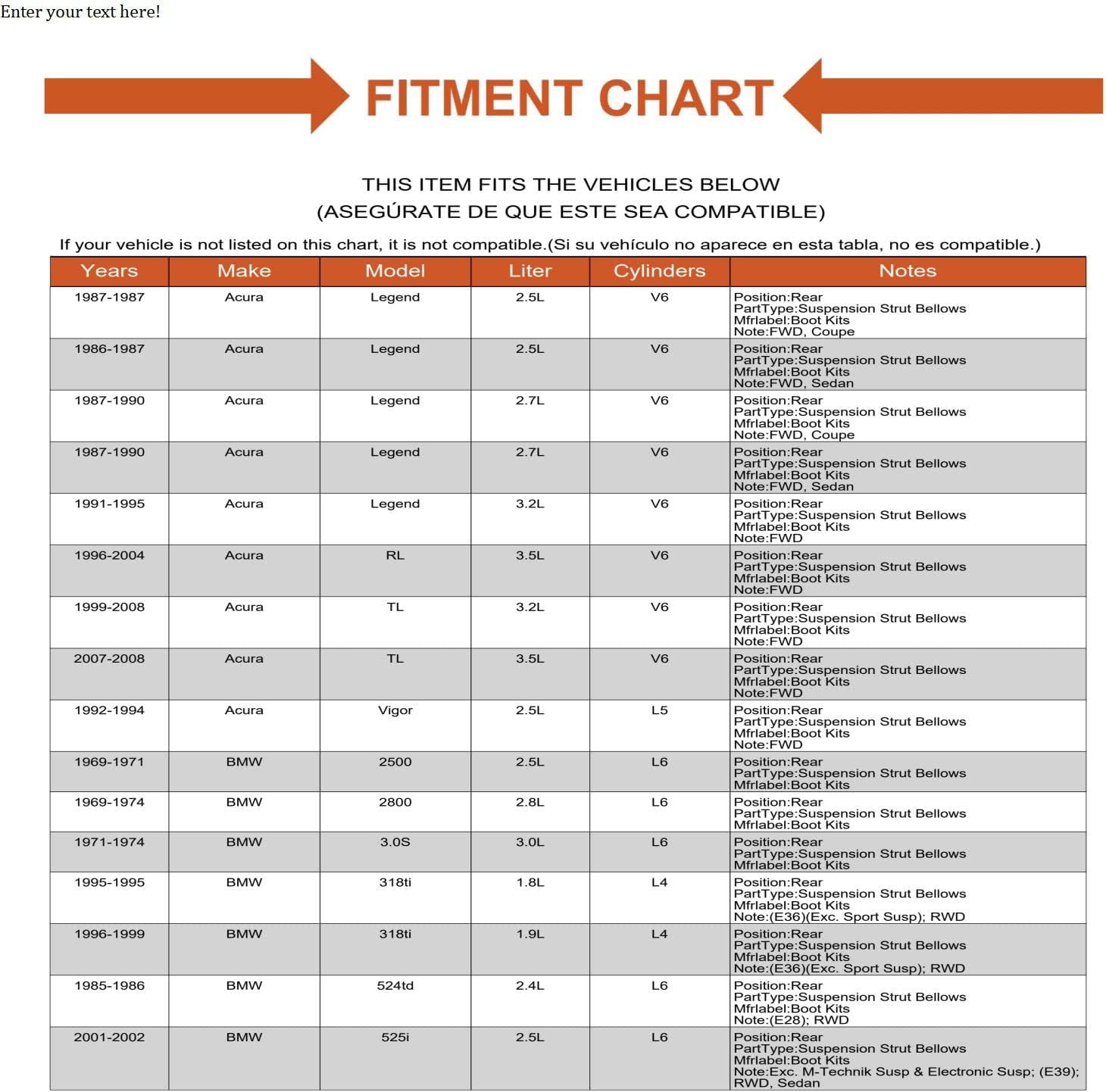 Replacement PAIR SUSPENSION SHOCKS/STRUTS BELLOW DUST BOOT with BUMPER BUMP STOP EB3-4934868