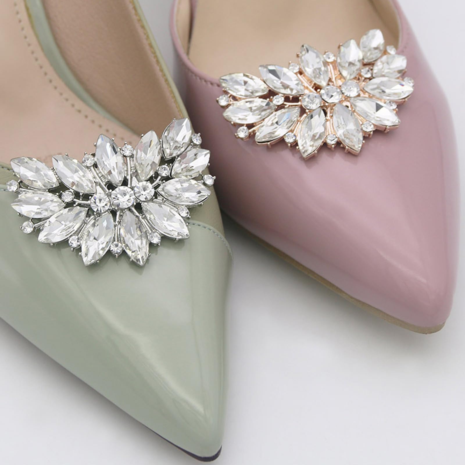 Pwsap Clips de Hebillas de Zapatos de Diamantes Nupcial Lujo, Bling Clips Decorativos Desmontables Joyería Clips para Zapatos Ropa Bufanda Bolso Sombrero — view 6