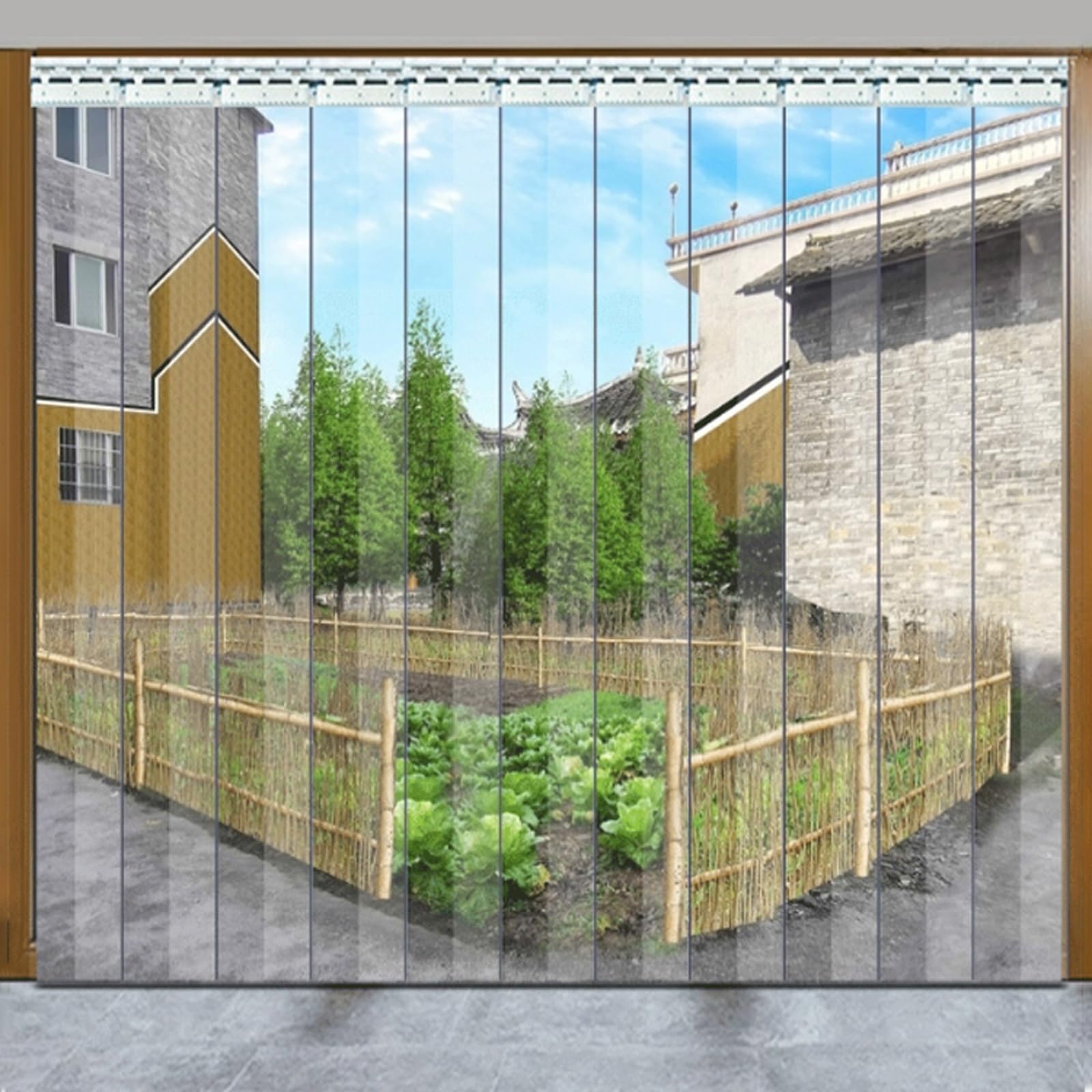 Cortina para puerta de PVC transparente de 2 mm para cámara frigorífica, diferentes tamaños (90 x 255 cm)