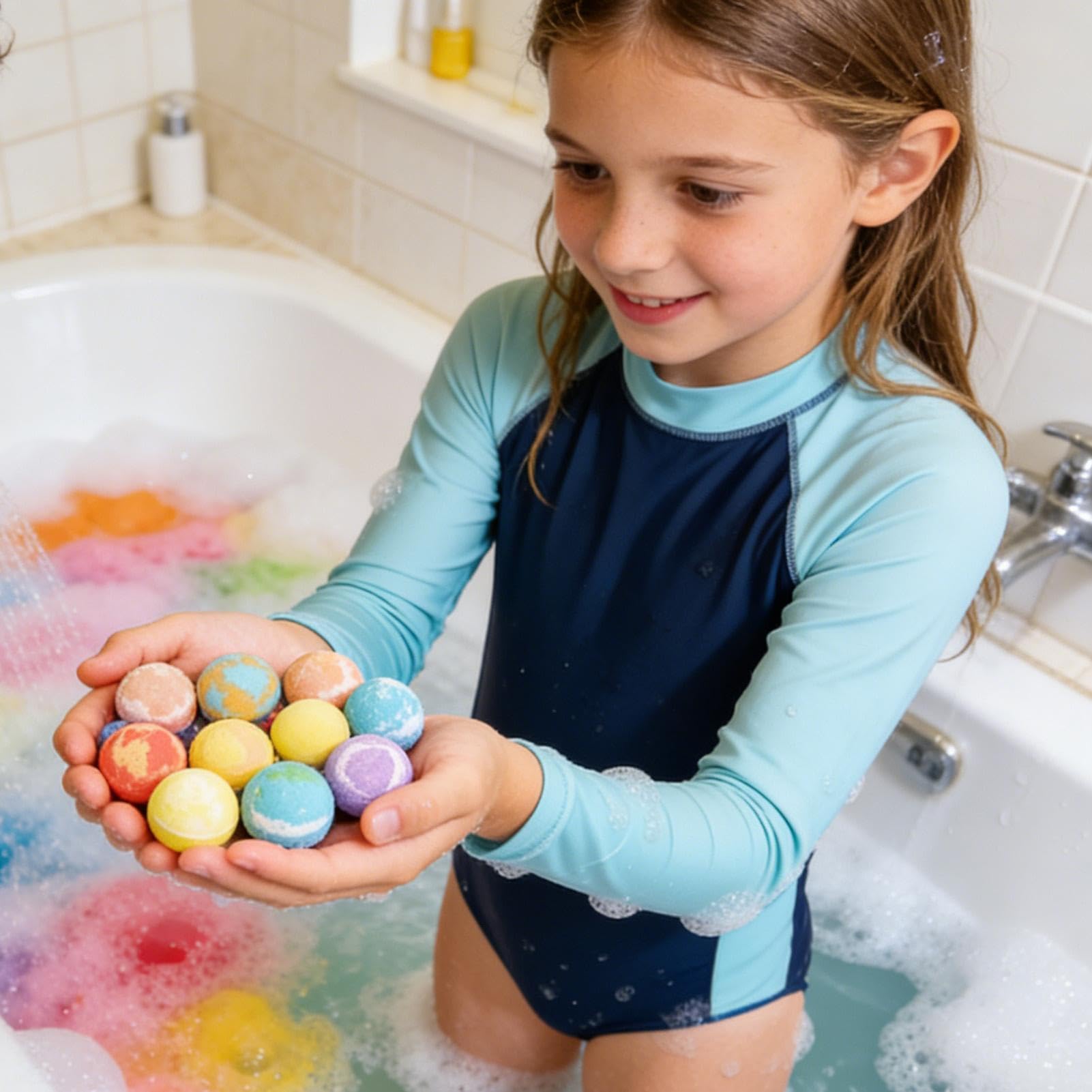 Bain Boule Œuf Surprise Coloré et Ludique avec Jouet à l'Intérieur