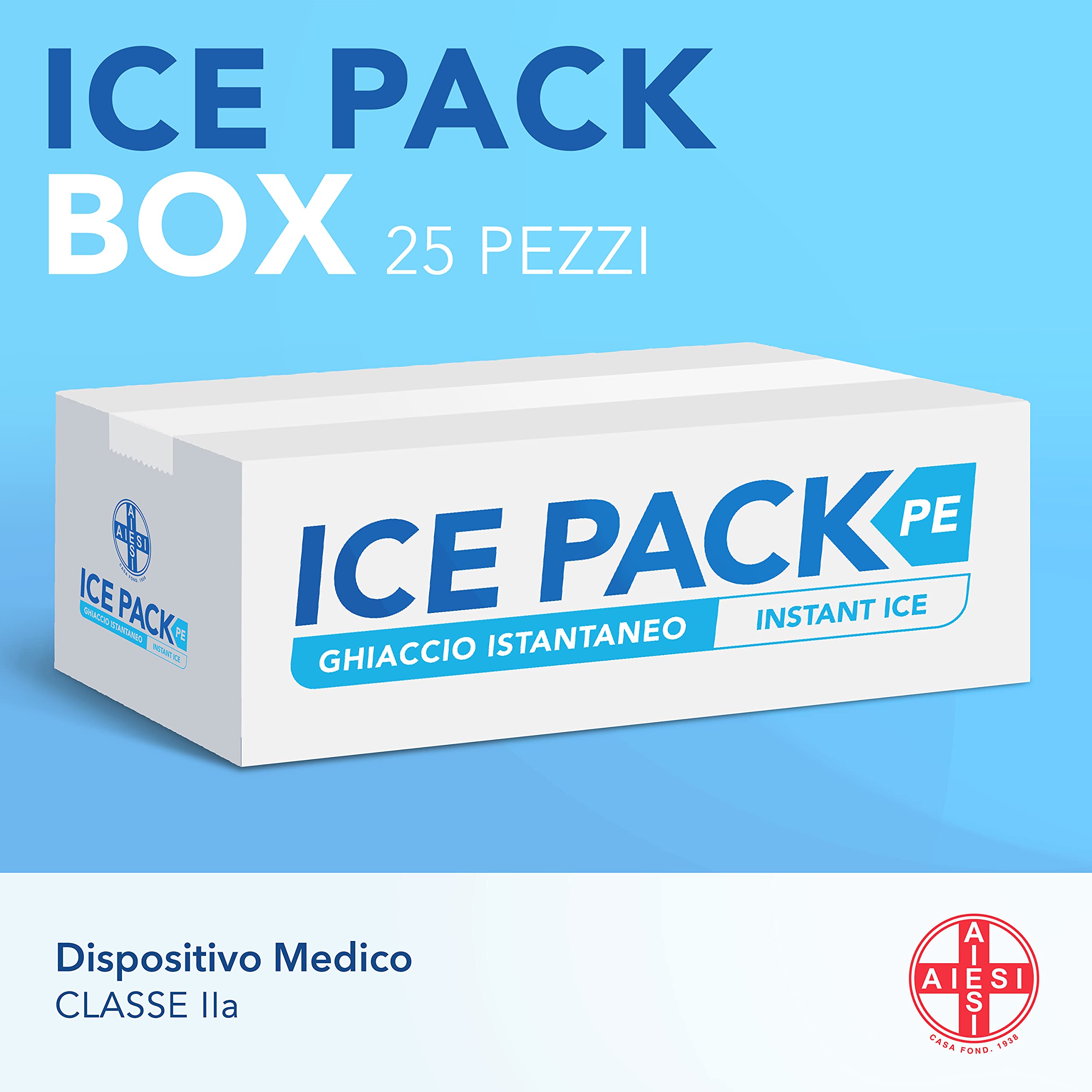 AIESI® Froid instantané jetable sachet en POLYÉTHYLÈNE 14x18 cm ICE PACK PE (25 pièces), Made in Italy