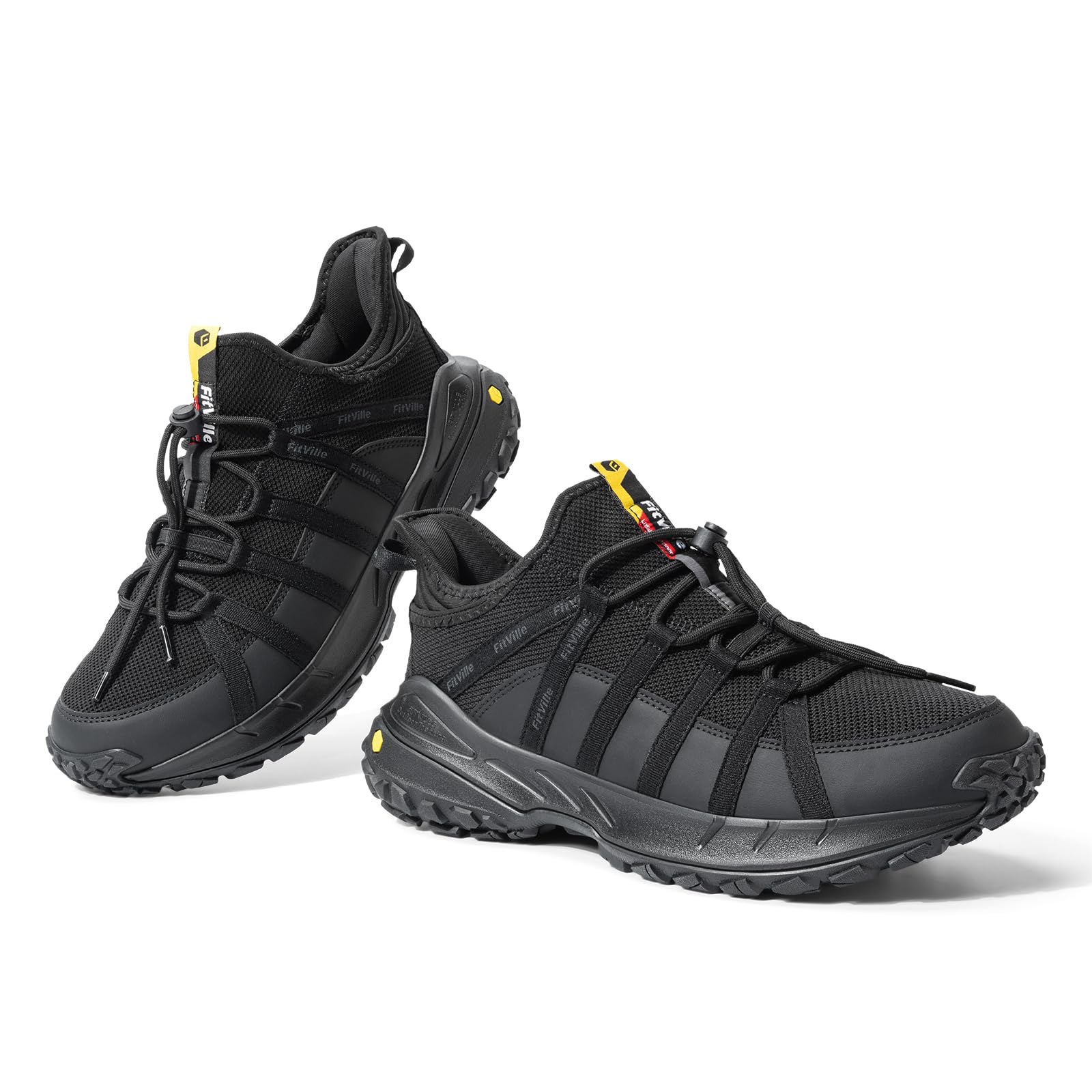 FitVille Zapatillas de Senderismo Hombre Extra Anchos Zapatos de Trekking Sin Cordones Transpirables Montaña Zapatillas Ligeros para Caminar Exterior Antideslizantes