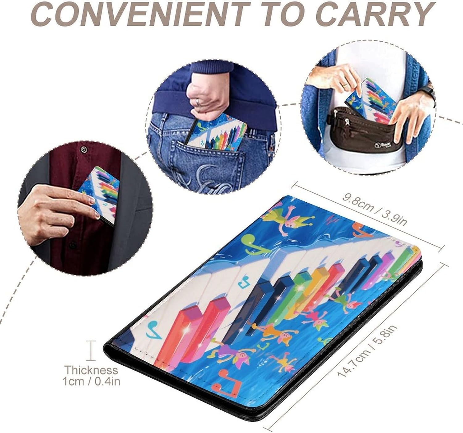 Colorful Piano Keyboard Music Note PU Leather Passport Holder image 4