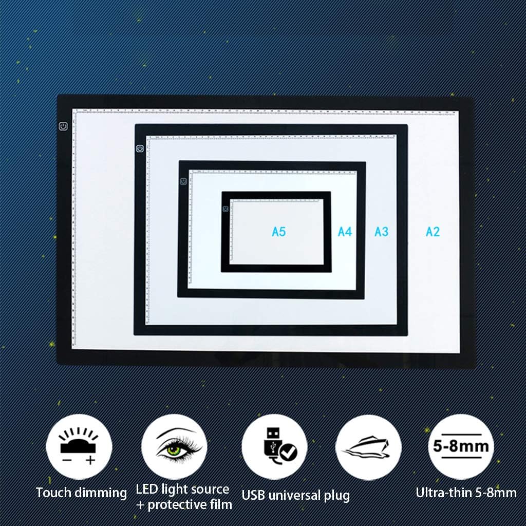 Light Box Diamond Painting Led Light Pad Tracing for Drawing 3 File Dimming Ultra-Thin Artcraft Tracing Light Pad with Advanced Protective Film Artist Painting Sketch Des,A2