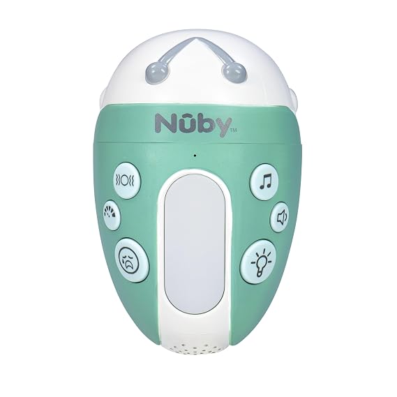 Nuby Jitterbug Stroller Rocker & Sound Machine for Babies - Portable Soother with Vibrations, Sounds, and Light Colors - USB-C Rechargeable - Attaches to Strollers and Cribs - Green