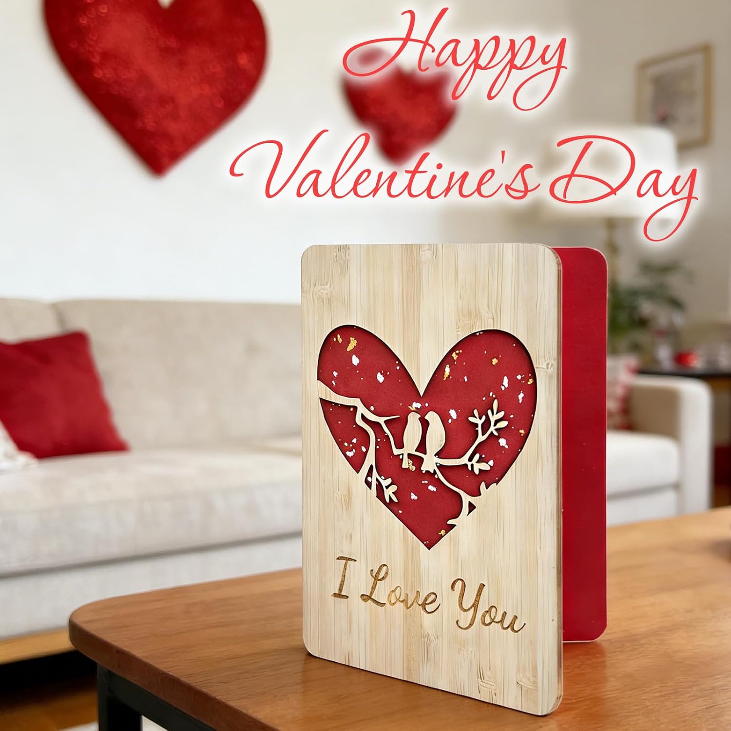 Valentines Day Card，Handmade Wood Love Cards，Anniversary Cards for Wife, Husband, Girlfriend,Boyfriend，Wooden Memorable Valentines Gifts for Her, Him