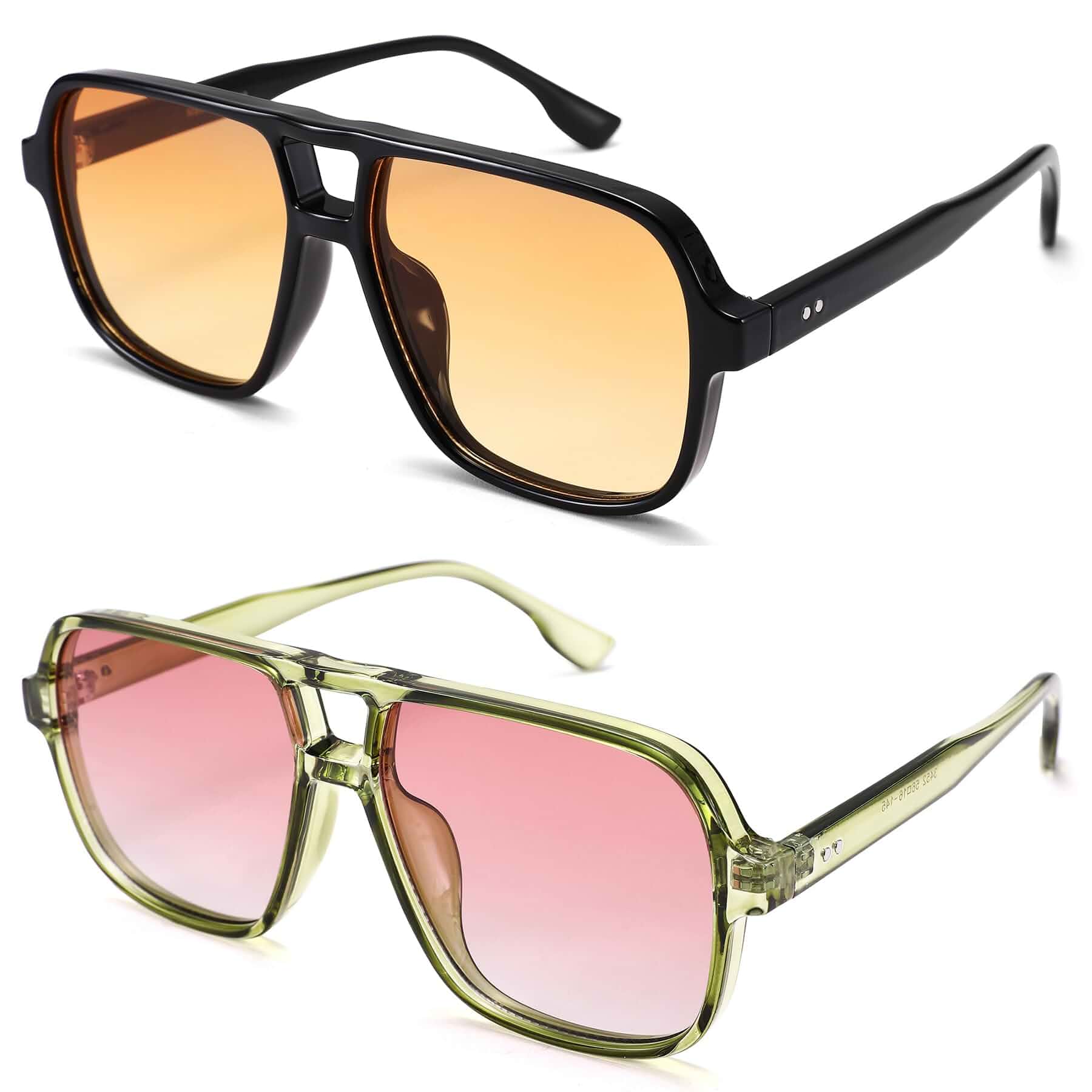 Oversized Aviator Sunglasses for Women Men, Retro Square Shades 70s Cute Trendy Big Frame Sun Glasses, UV400 Protection, for Beach, Outdoor, Driving, Vacation, Daily Wear
