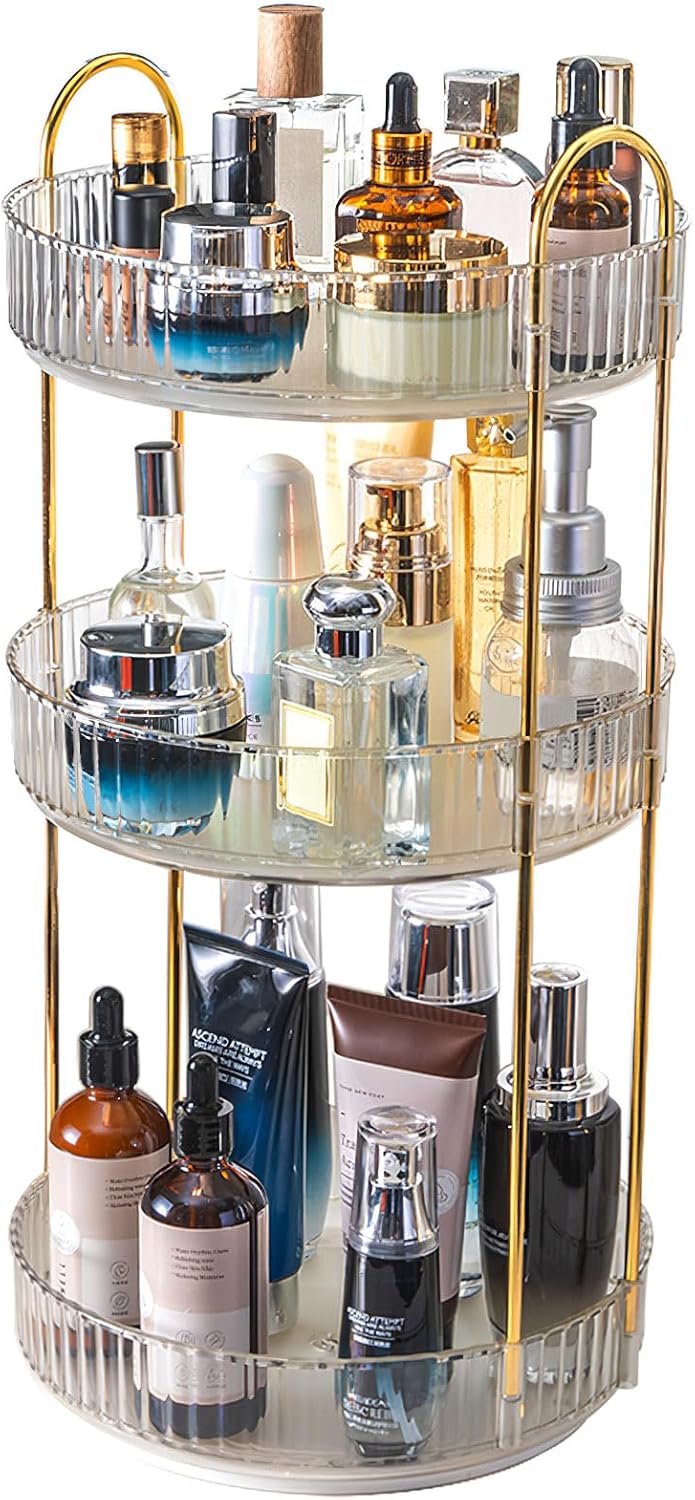 3 Tier 360° Rotating Makeup Organizer Spinning Storage Tray
