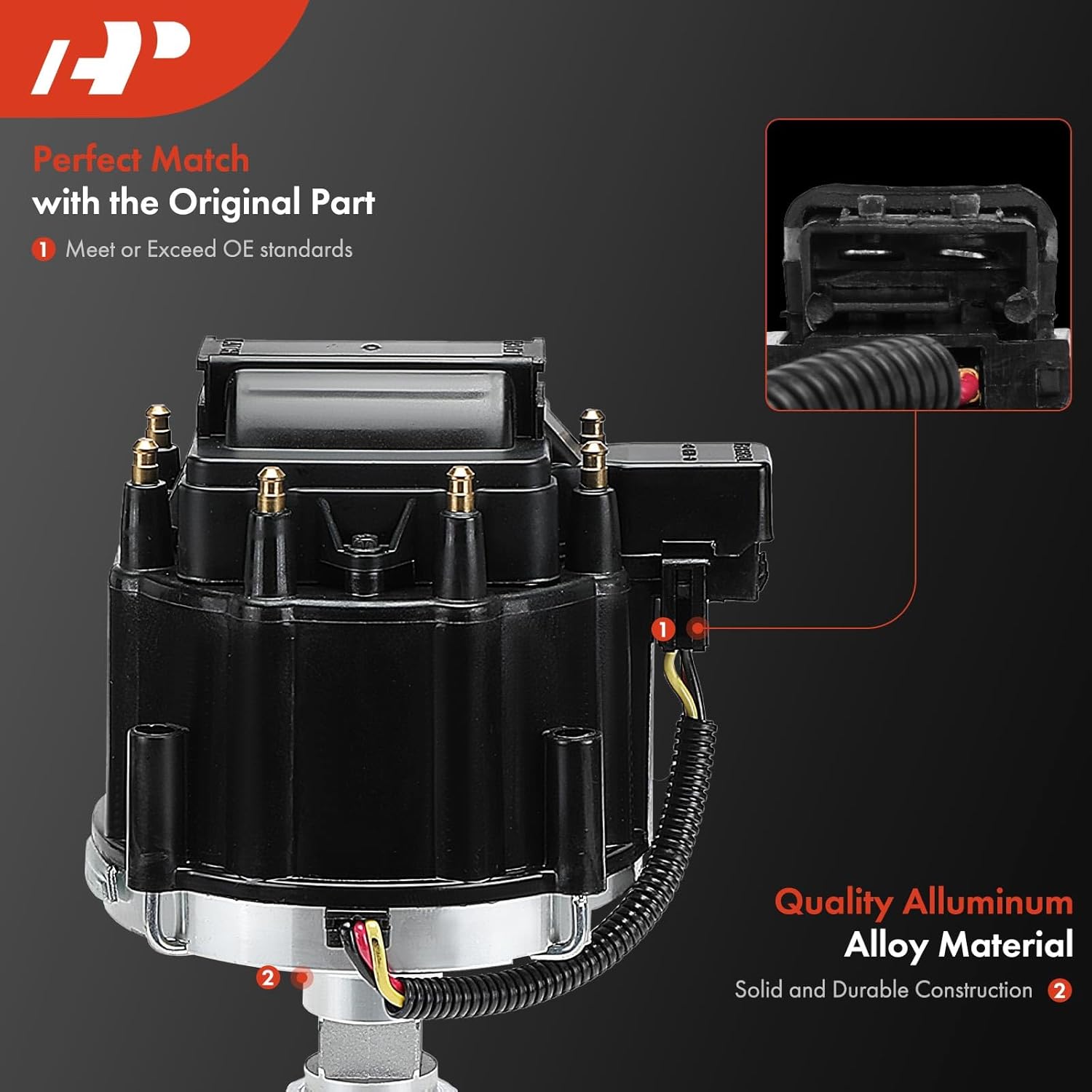 A-Premium Ignition Distributor with Cap and Rotor Compatible with Chevrolet K5 Blazer, El Camino, C10, C20, C30, C50, C60, C70, G10, G20, G30, K10 Suburban & Jimmy, P6000, K3500