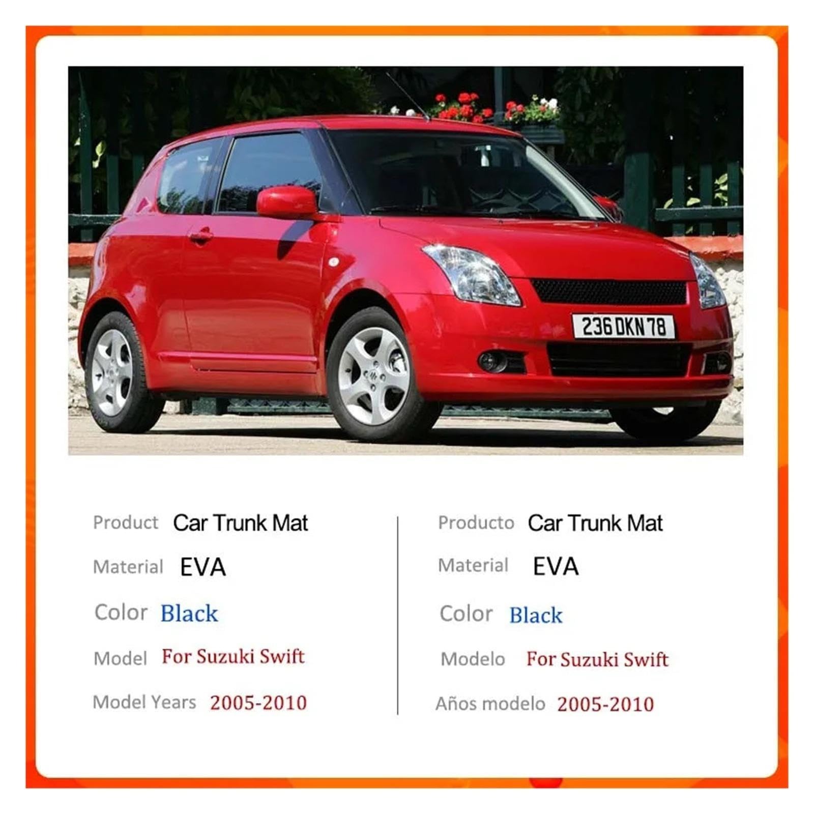 Pasuje do Suzuki Swift Hatchback 2005-2010 | Mata do bagażnika samochodu Podkładka zabezpieczająca tylną wykładzinę bagażnika