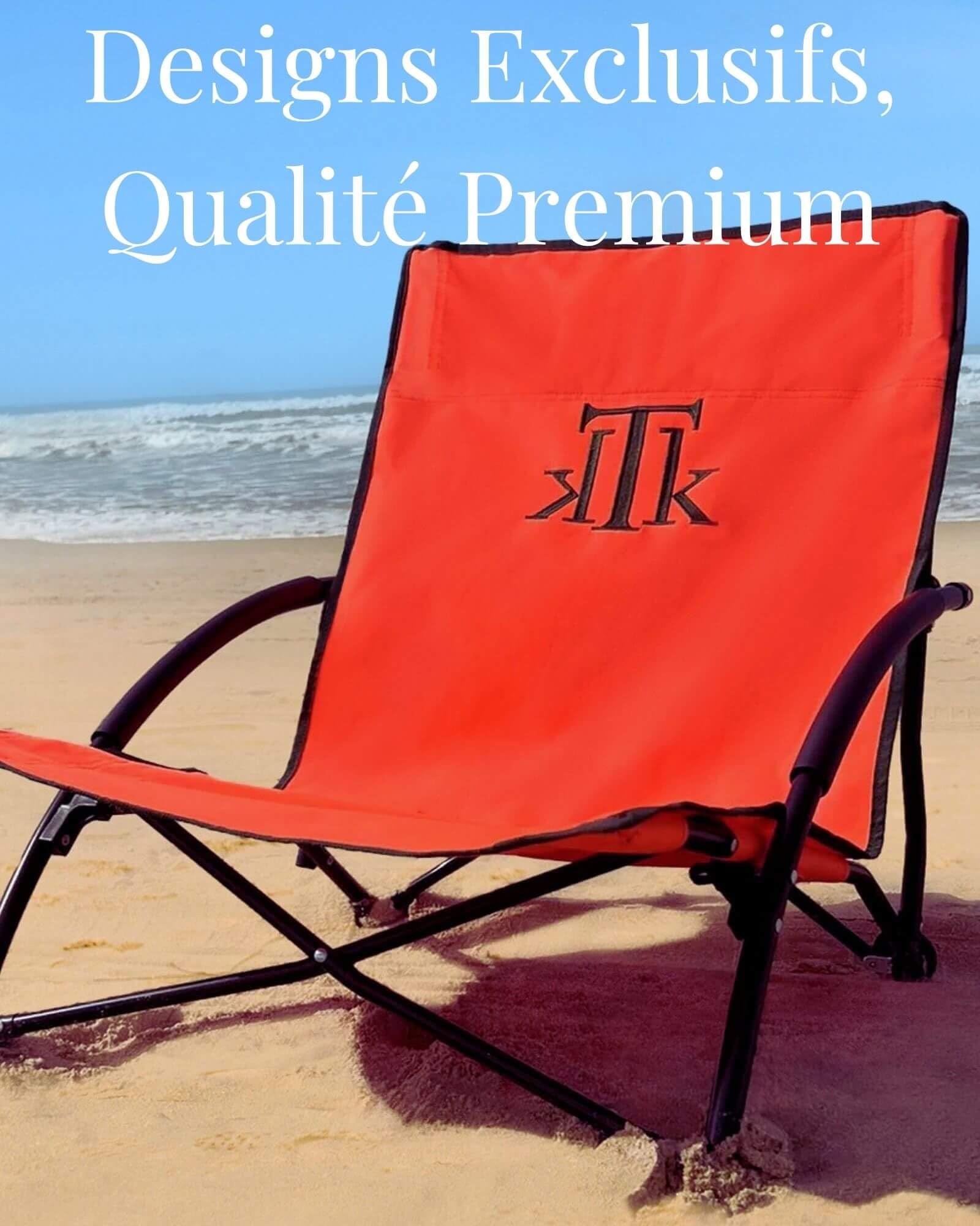 kTk KONTIKI Chaise de Plage Pliante Premium 2,7 kg avec Sac | Élégant, Confortable et ultraléger | Chaises de Jardin, de Camping et de Piscine | Chaise de Jardin Orange Fluo
