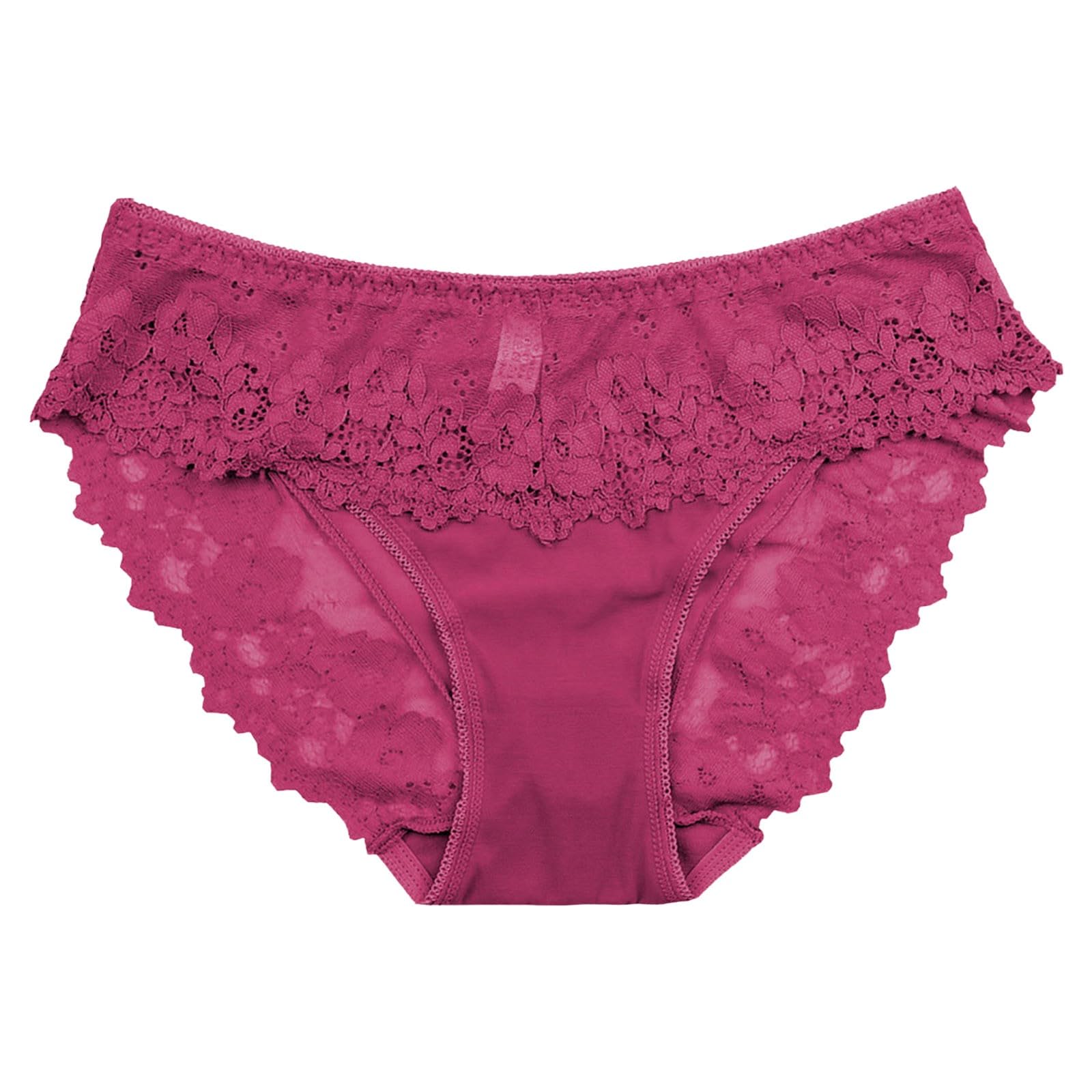Women Hipster Underwear Floral Lace Trim Briefs Silky Breathable Ladies Panties See Through Bikini