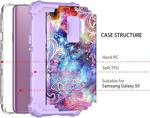 Miniatura 3 de Casetego Funda para Galaxy S9, resistente a prueba de golpes de 3 capas de policarbonato duro + silicona suave, resistente antideslizante, fundas