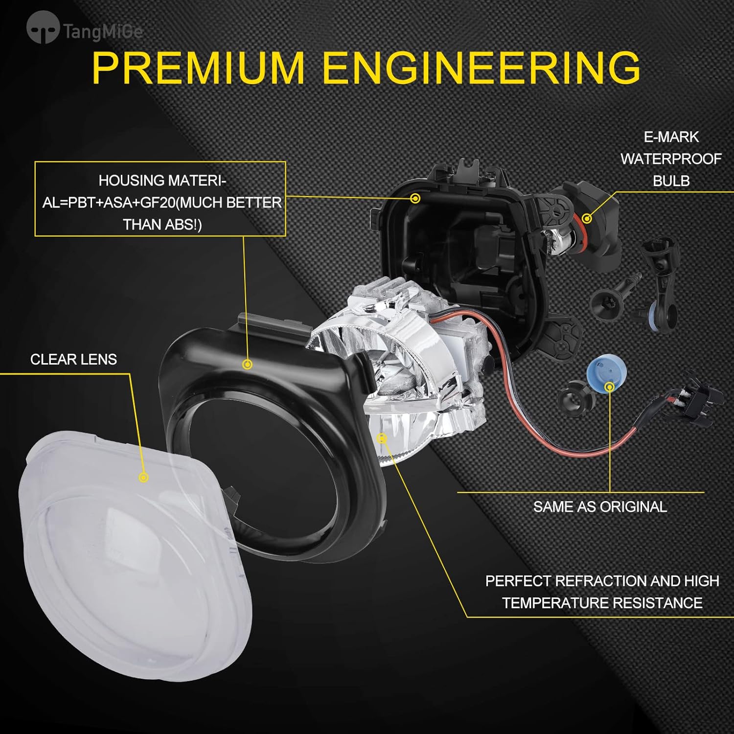 TangMiGe Fog Lights compatible with BMW 528i 535i 535d 550i Sedan/xDrive Sedan, ActiveHybrid 5 Sedan, 5 Series F10 F11 F07, 2014 2015 2016, 1 Pair (Clear)