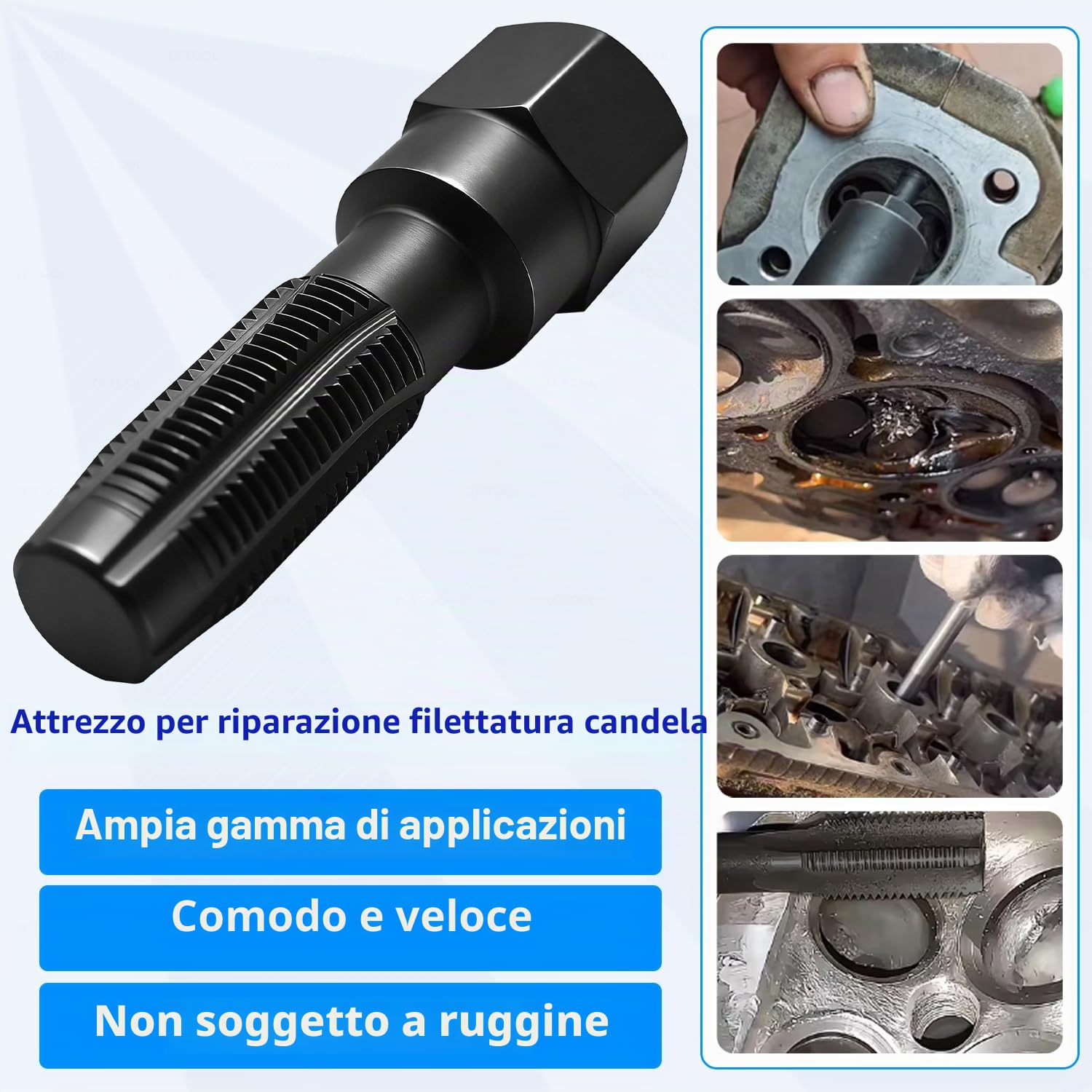 ZKTOOL M14 x 1.25 Kit di Riparazione per Filetti Helicoil Candele, Strumento Filo per Rethread per Testa Cilindro, 14mm Filettatura del Cilindro dell'alesatore e Inserto Filettato