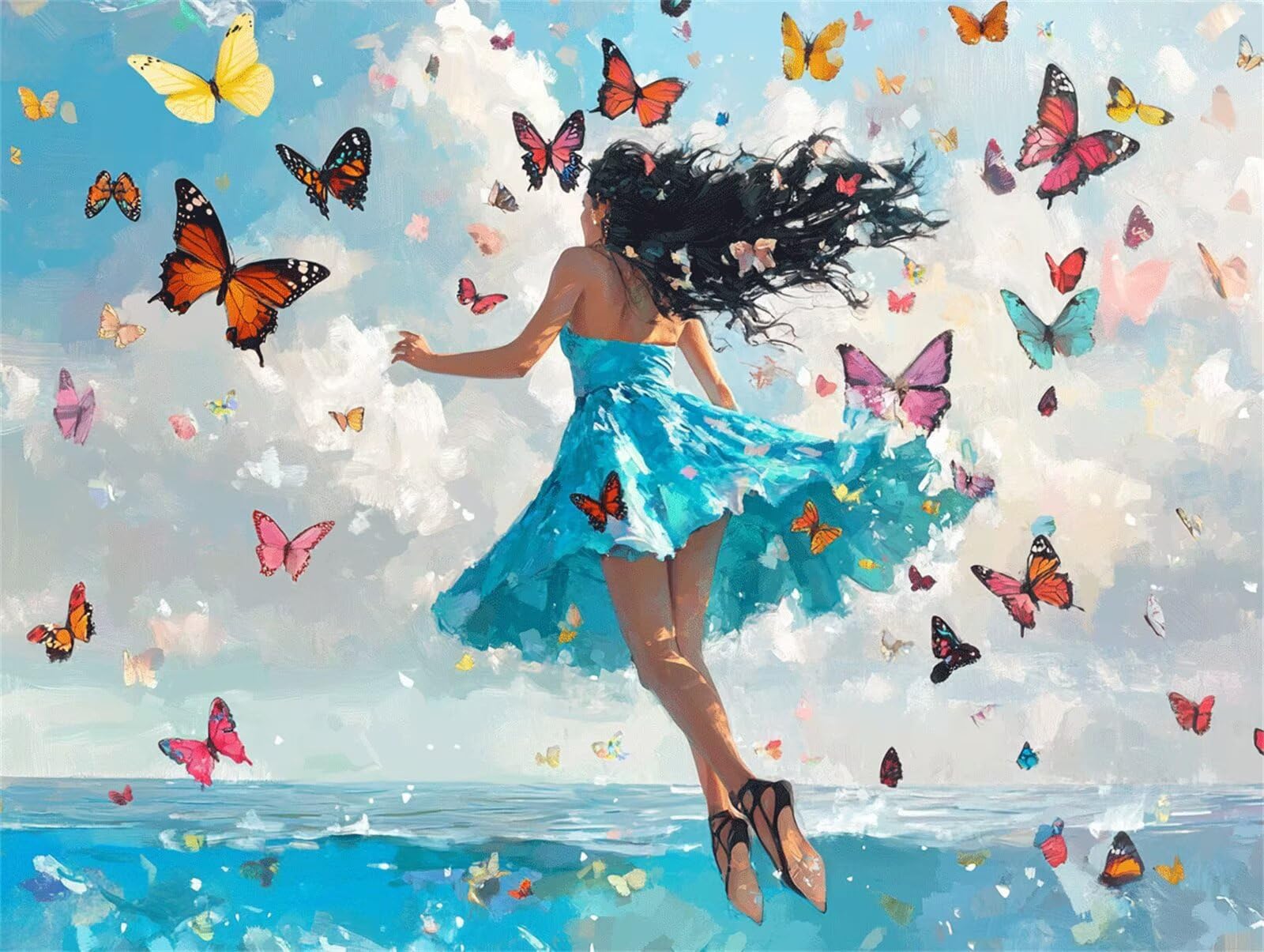 Dipingere con i Numeri per Adulti ragazza Paint by Numbers Kit Farfalla Fai da te Hobby Creativi Adulti,Dipingi con i Numeri con Pennelli e Acrilico Pigmento,Decor della Parete di Casa 80x100cm M-423