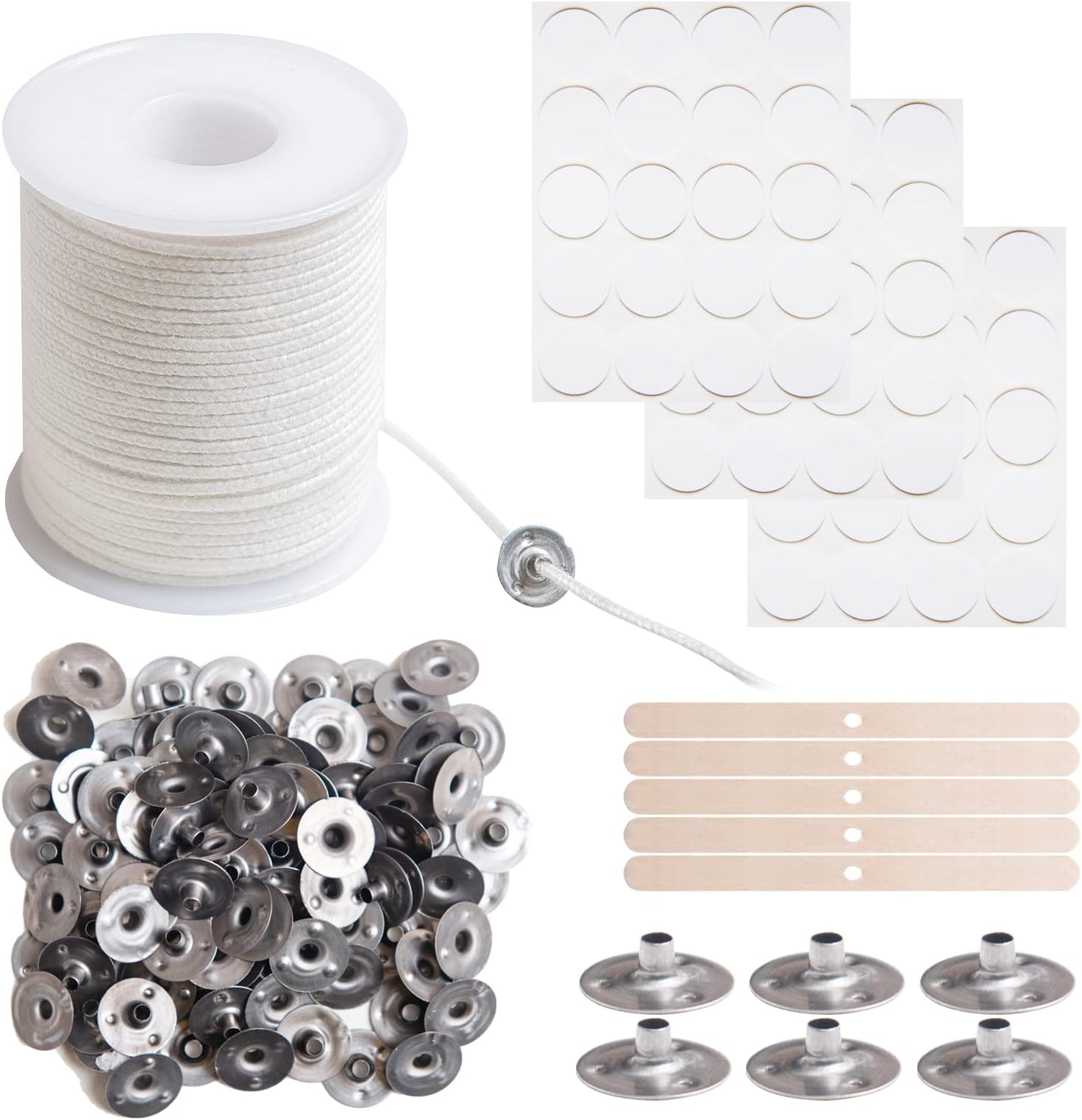 200 Ft Candle Wick, Candle Making Set, 100 Candle Wick Holders, 4 Wick Holders for Candles, Candle Casting Set, Candle Wicks, Buy Candle Wicks, Candle Yourself Making Set