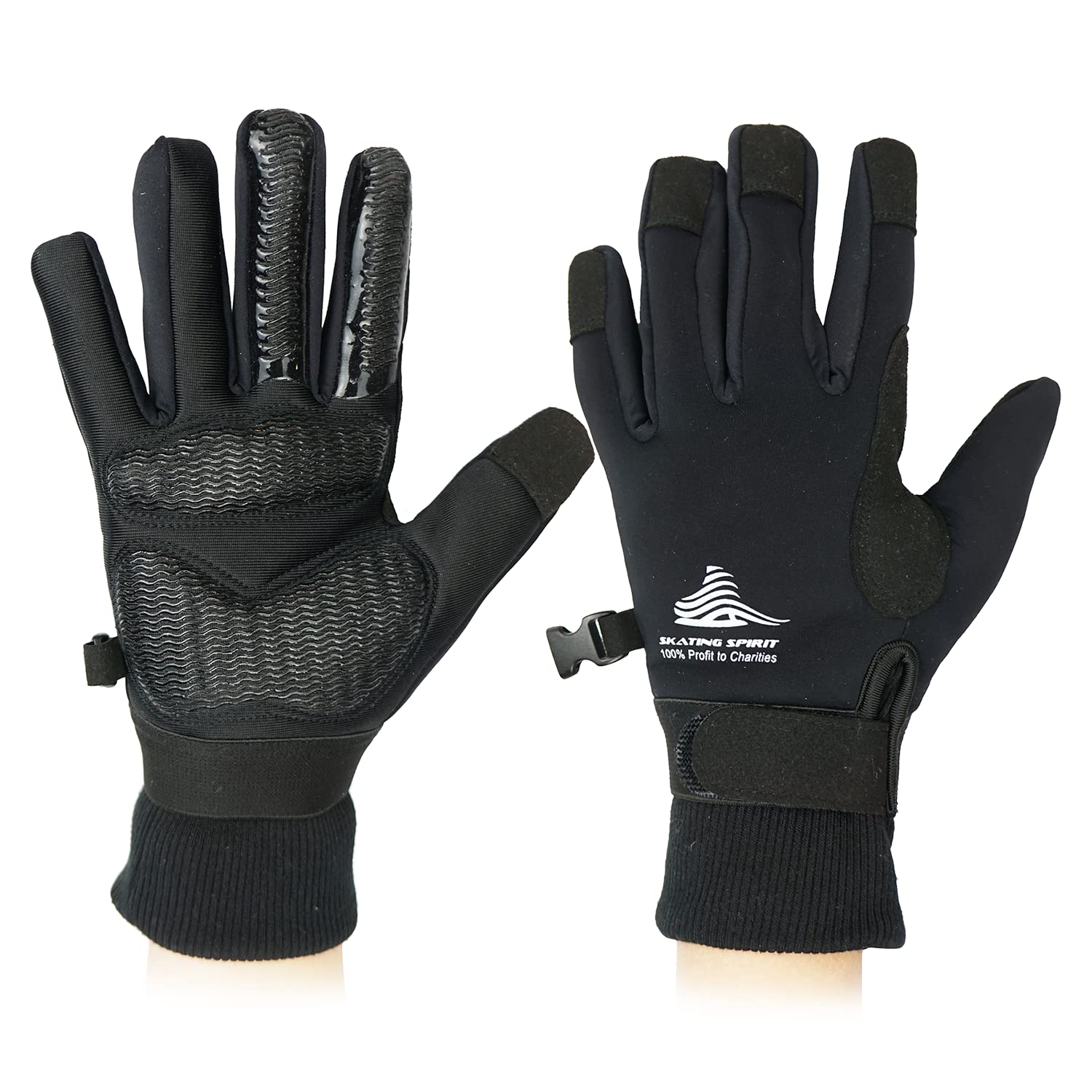 Gel Padded Thermal Gloves (1 Pair) with Wrist Straps, for Ice Figure Skating Skiing Snowboarding Winter Sports, Water Resistance Warm Flexible, Kids
