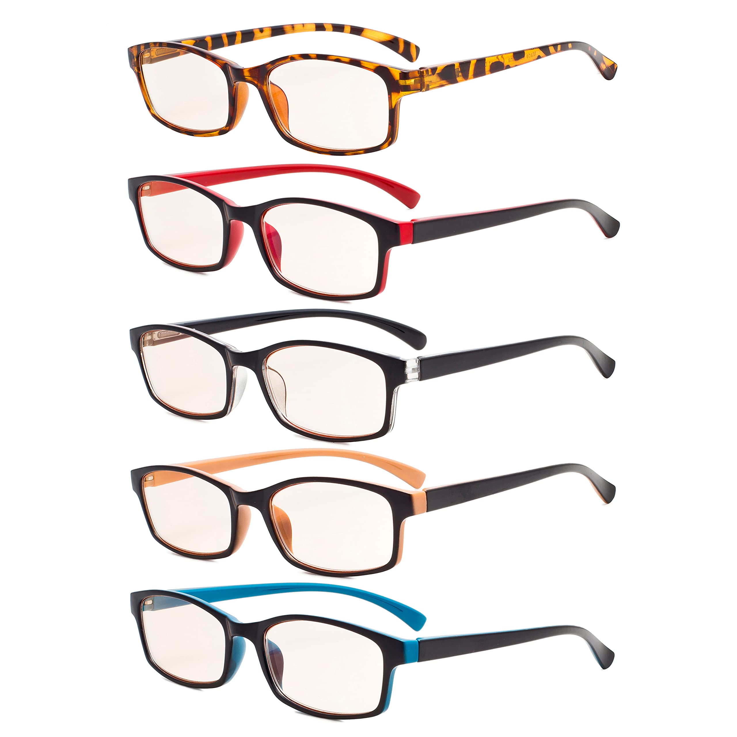 Eyekepper 5 Pairs Comfort Computer Reading Glasses for Women Men Blue Light Blocking Readers +2.50