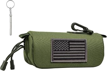 Eyeglasses Hard Shell Case Tactical Molle Zipper Sunglasses Carrying Case 1000D Nylon with Clip