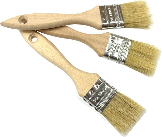 POL-BRUSH Natural Bristle Paint Brushes Set - Professional Multipurpose Flat Paint Brush - Good for Walls, Ceiling Paint, Fence, Shed, and Decking - Precision Cutter Brush  3 pcs Size 1,41 (36 mm)