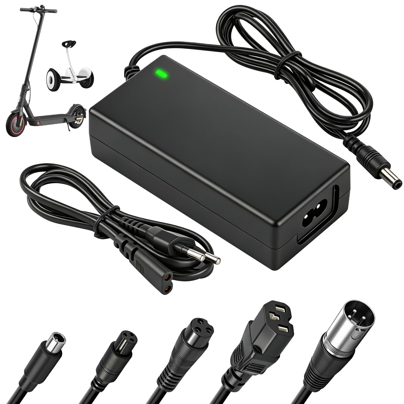 Cargador Patinete Electrico Universal 42V 2A para Hoverboard Scooter Adaptador Corriente 6 Conectores M365 Bicicleta Electrica