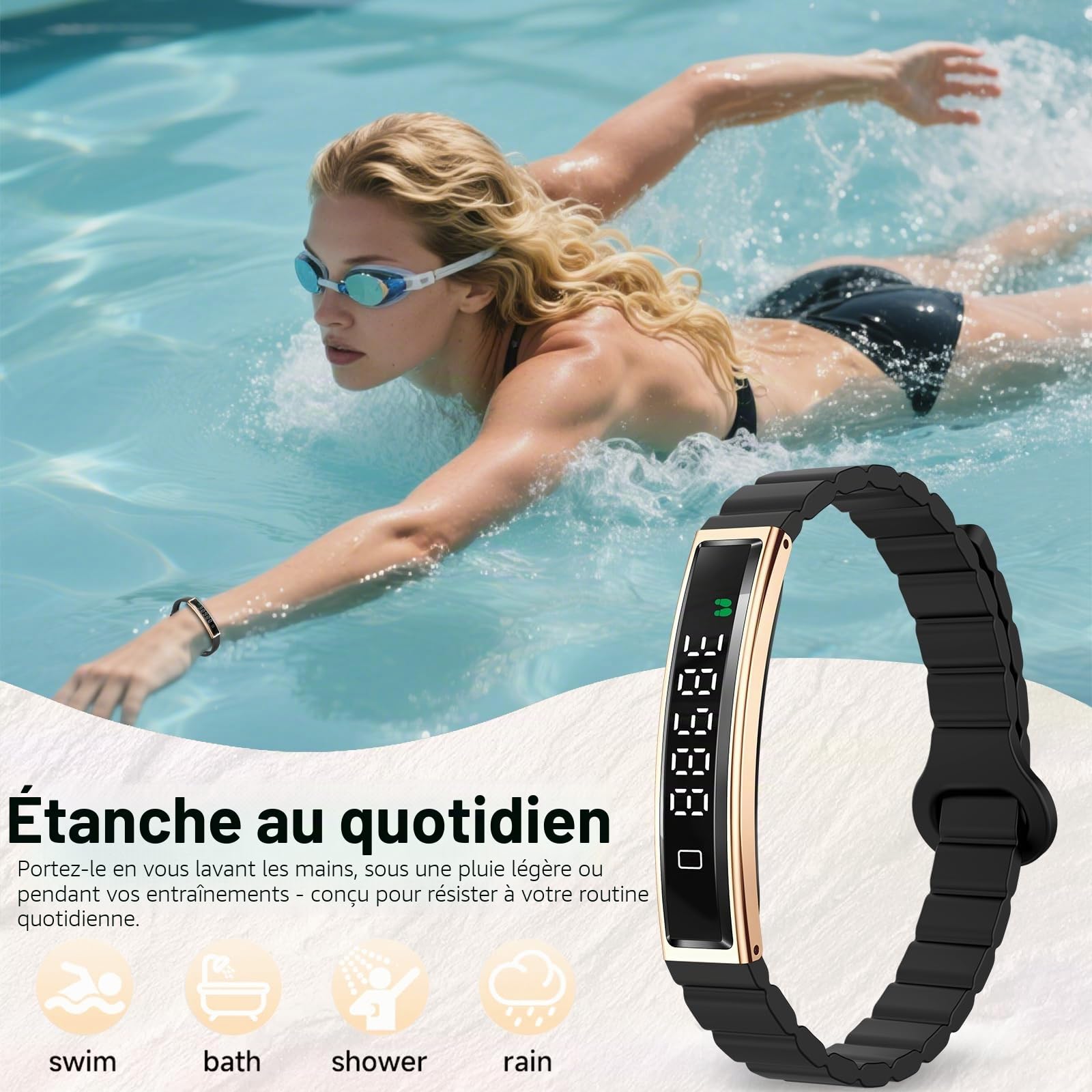 Efolen Bracelet Connecté Homme Femme Fitness Tracker, Montre Connectée avec Rappel d’Appel, Suivi Activité Sommeil Fréquence Cardiaque HRV, Santé Féminine pour Android iOS, Bracelet Décoratif Inclus