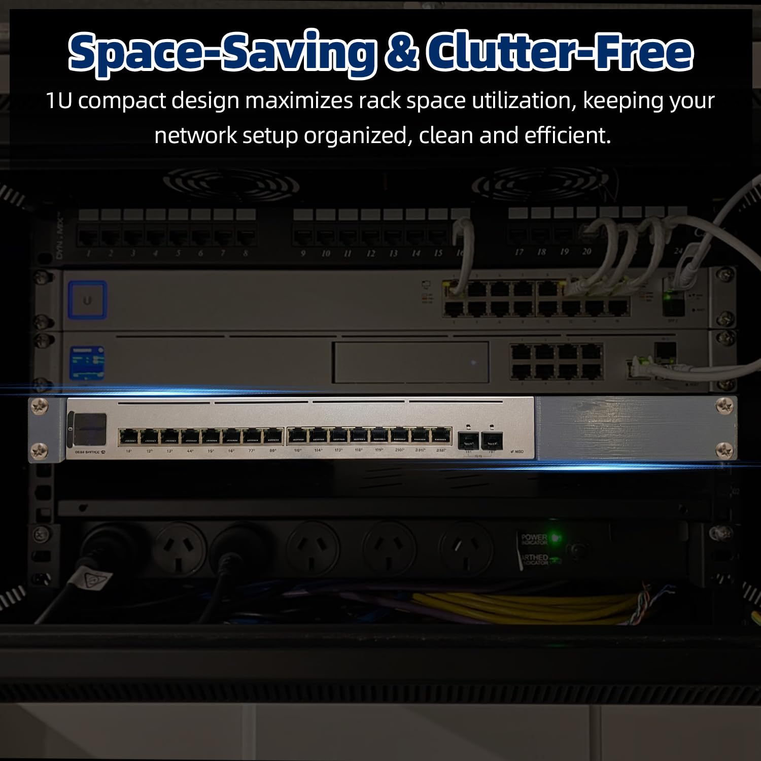 1U 48,3 cm (19 Zoll) Rackhalterung mit Netzteil-Schale für Ubiquiti UniFi USW-Pro-Max-16-PoE | Kompatibel mit Ubiquiti UniFi USW-Pro-Max-16-PoE Netzwerk-Switch, belüftete Halterung, robuste Upgrades