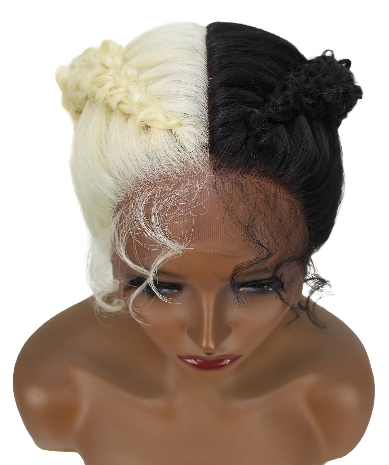 LUXLUXE Renee 27-inches ½Lace+Part French Butterfly Lace Braided Wig, Heat Resistant Fiber,Multiple Color Options BLB-0157 (Natural Black to Blonde)