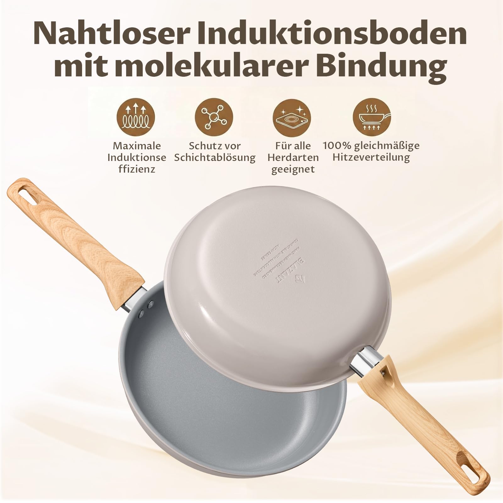 BLAZANT Keramik Pfannenset Induktion, 5-teilig Antihaft pfanne 20/24/28 cm