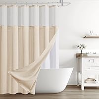 Vista 142 de Naturoom cortina de ducha de 36 pulgadas - cortina de ducha estrecha para espacio pequeño, de medio tamaño, de lino verde ultra gruesa, juego