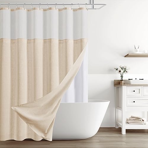 Miniatura 142 de Naturoom cortina de ducha de 36 pulgadas - cortina de ducha estrecha para espacio pequeño, de medio tamaño, de lino verde ultra gruesa, juego