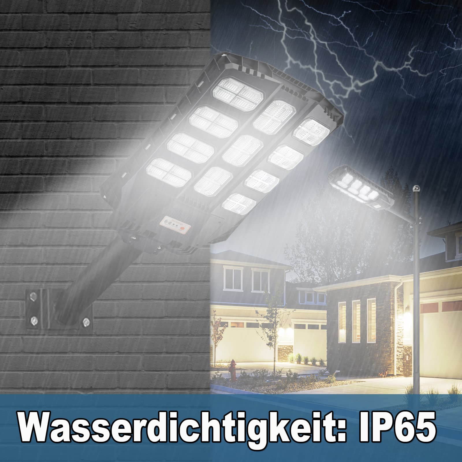 YRHome 400W Solar Straßenlampe Straßenlaterne Wegeleuchte Solarlampen für Außen mit Motion Sensor & Lichtsteuerung IP65,15000 Wasserdicht 8500K 1056 LED mit Fernbedienung für Garten Veranda Park