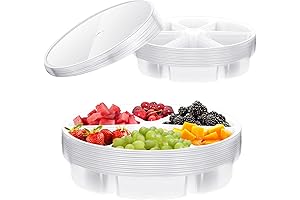 Baderke 6 Sectional Round Plastic Serving Tray with Lid