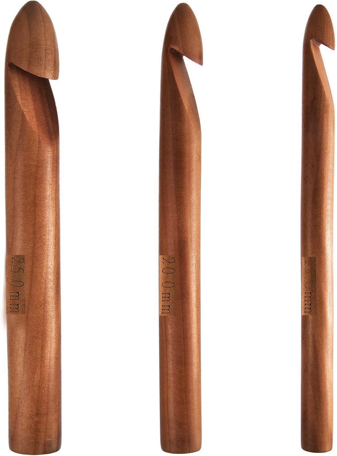 25/20/15mm Handmade Beach Wood Crochet Hooks, Giant Yarn Hook for Kniiting Gift (25/20/15 MM)