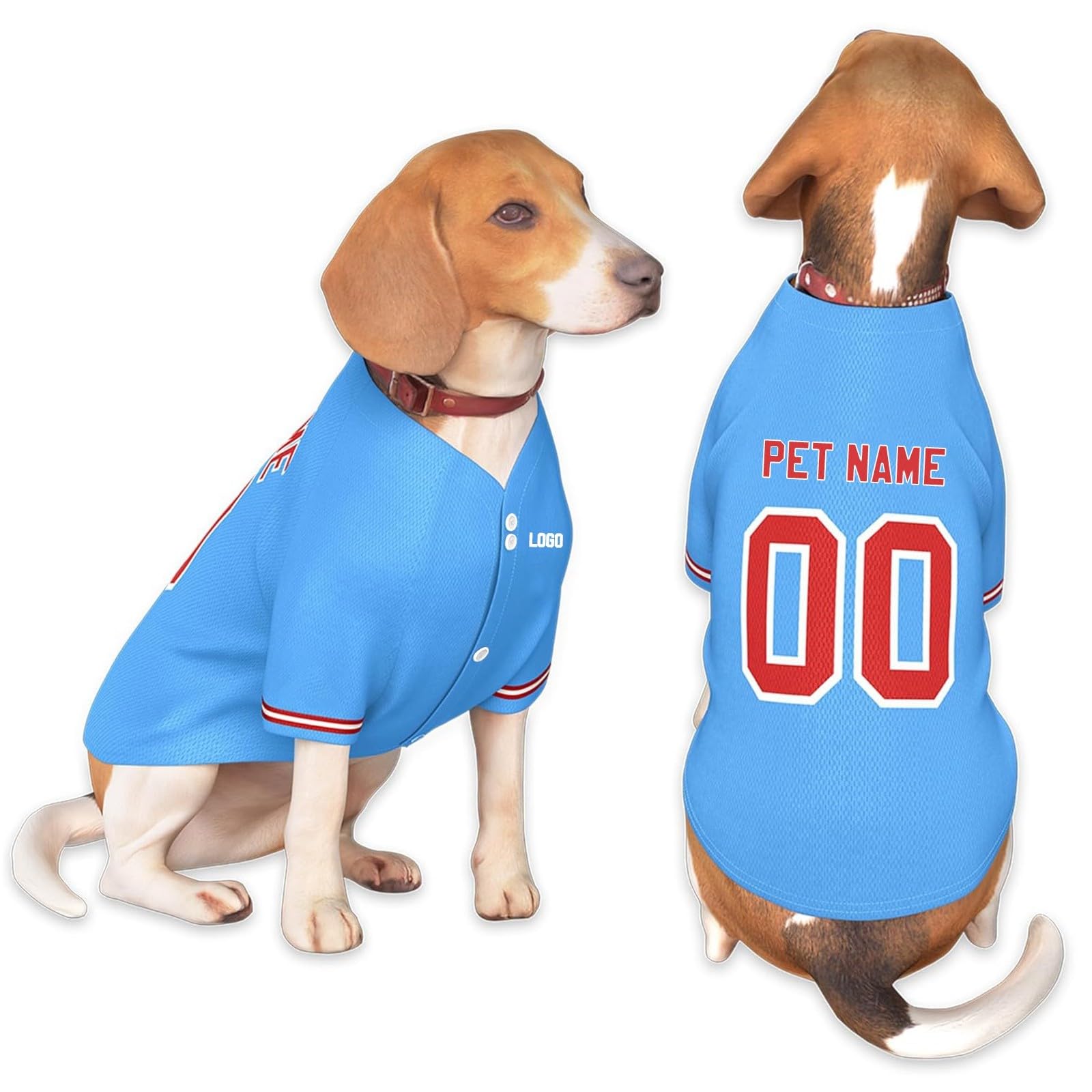 Personalized Dog Clothes Customizable Pet Football Jersey with Number Name Logo Breathable Dog Vest Short Sleeve for Large Medium Small Dogs and Cats — image 1