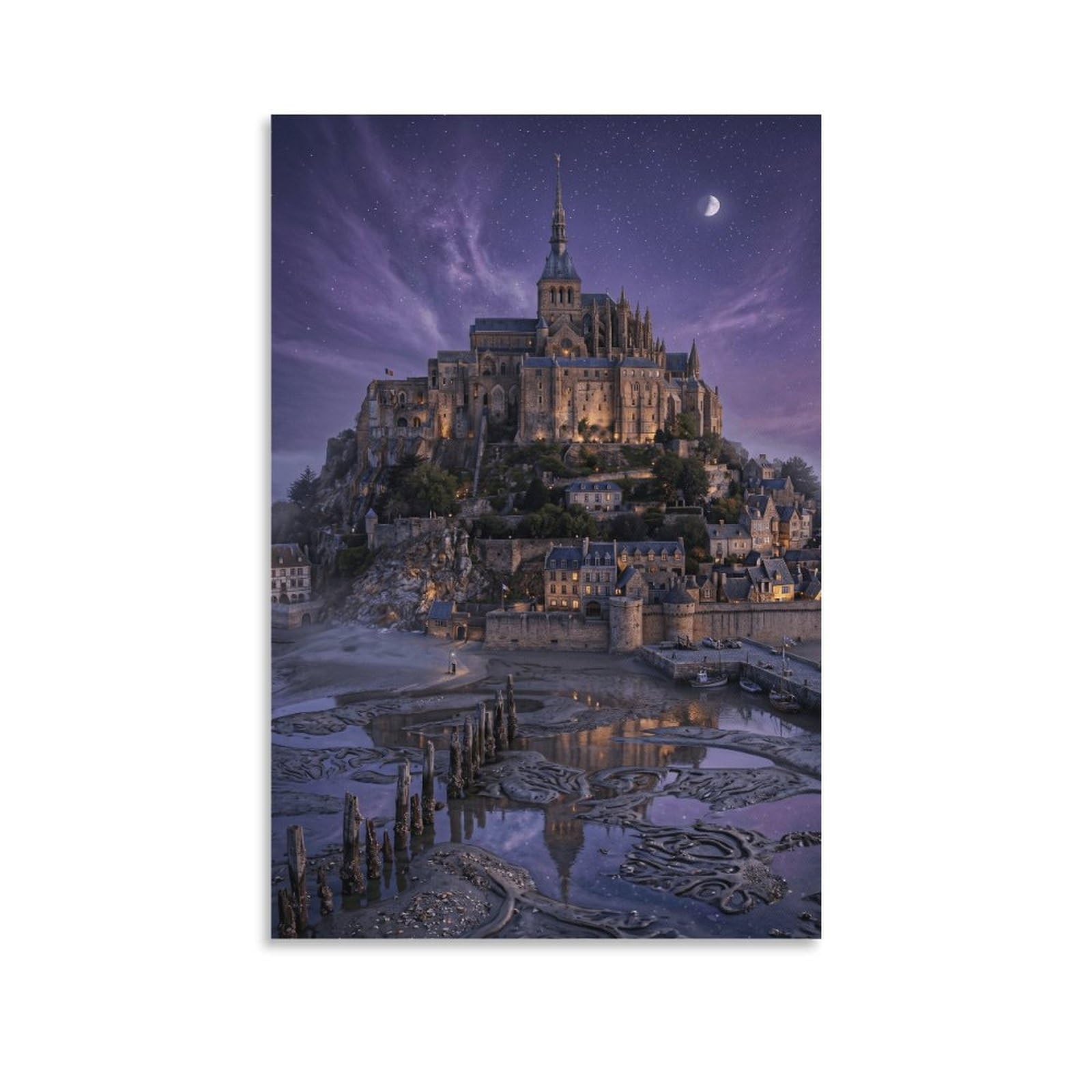 XPASHIQWC Mont Saint-Michel France Wall Decor Poster Giclee Canvas Prints Modern Wall Art Picture Wall Hanging for Living Room Home Decorations 20x30inch(50x75cm)