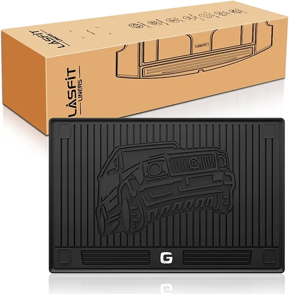 LASFIT Cargo Mats for Mercedes Benz G Class G550 / G580 / G63 AMG SUV 2026 2025 2024 2023 2022 2021 2020 2019, All Weather TPE Custom Fit Cargo Liner for G Class Trunk Mats, Black