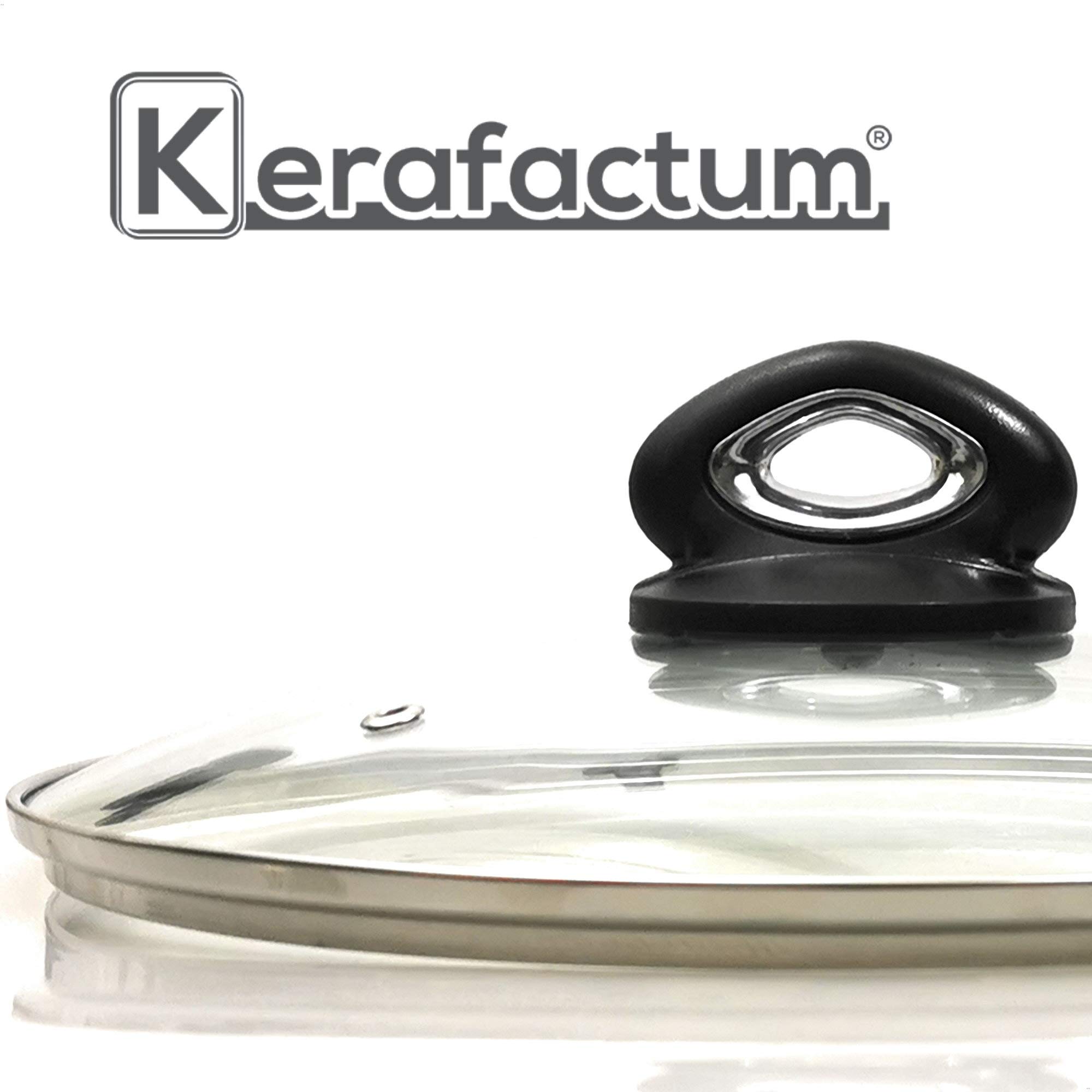 Kerafactum Coperchio Per Pentola In Vetro 28 Cm – Con Manico In PC Nero, Anello Acciaio Inox E Foro Di Aerazione - 2