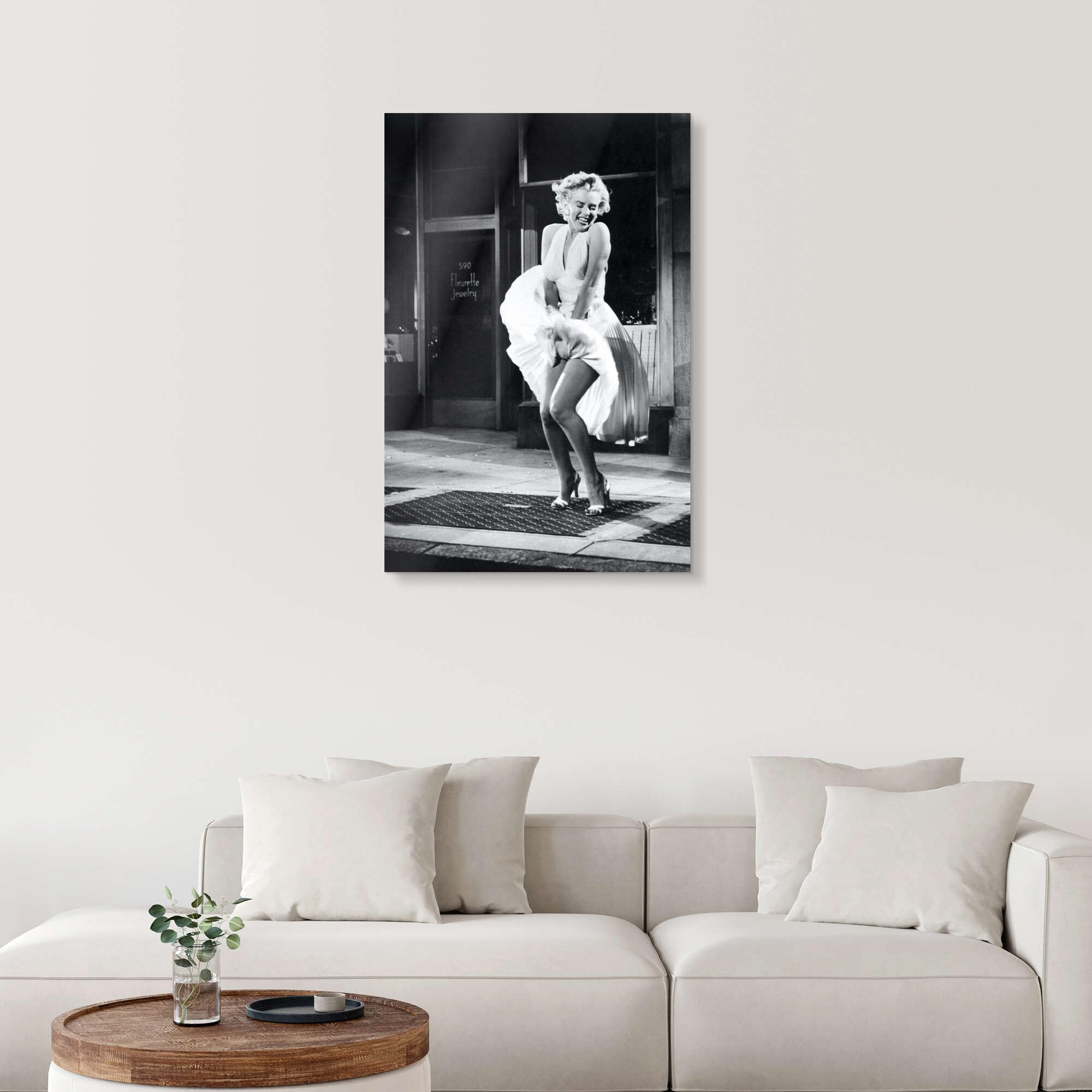 Posterlounge Marilyn - The Seven Year Itch iconic pose Acrylglasbild | 60 x 90 cm von Celebrity Collection Schwarz-Weiß Wandbilder Wanddeko