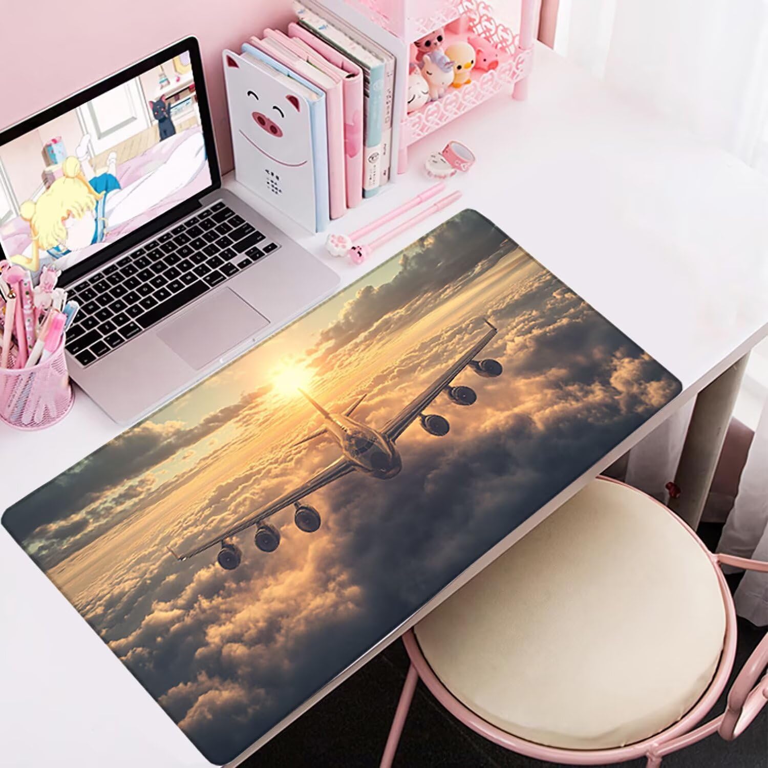 Tappetino Mouse Cloud Tappetino Gaming XXL 1000x500mm, Sottomano Scrivania Aereo Mouse Pad Migliora Accessori Gaming Precisione e Velocità, Adatto per Giochi e Ufficio Domestico, Regalo Uomo G-10971