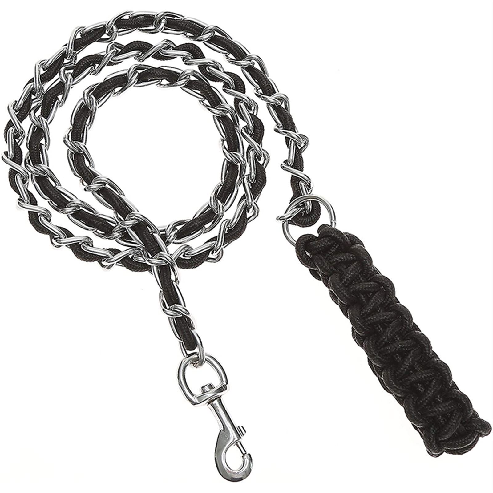 Correa de nylon para mascotas Cadena de metal resistente Correa para perros Suave anti mordida Mango trenzado de nylon Correas de cuerda de entrenamiento para mascotas para perros medianos y grandes