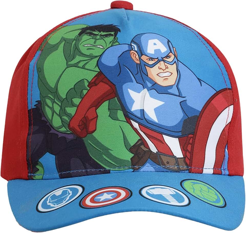 Kidsville Bonés impressos oficiais do Capitão América para meninos vermelho/azul