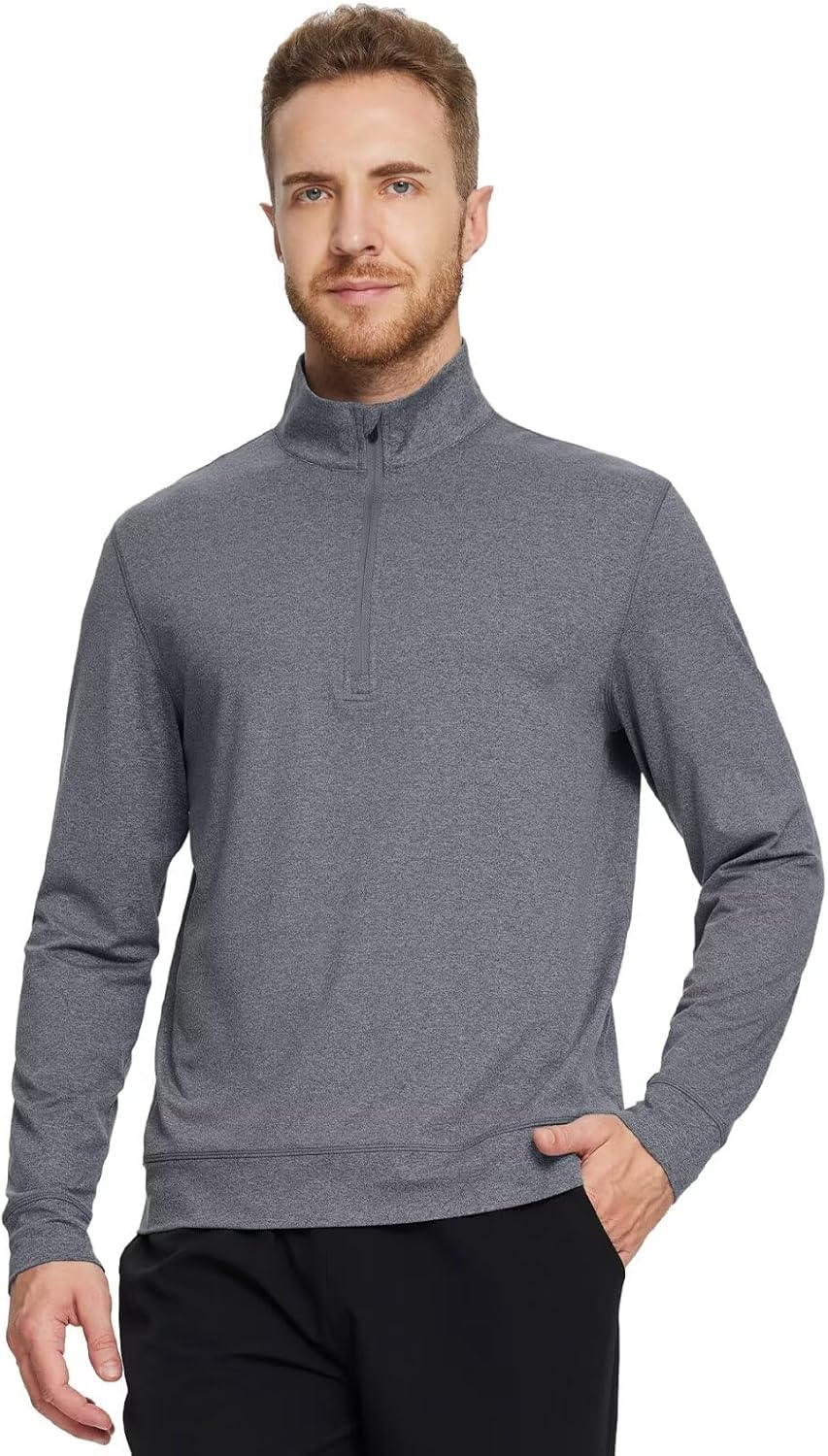 M MAELREG Quarter Zip Pullover Men Moisture Wicking Performance Heather Midlayer Golf 1/4 Zip Pullover Mens Sweatshirt - Image 3