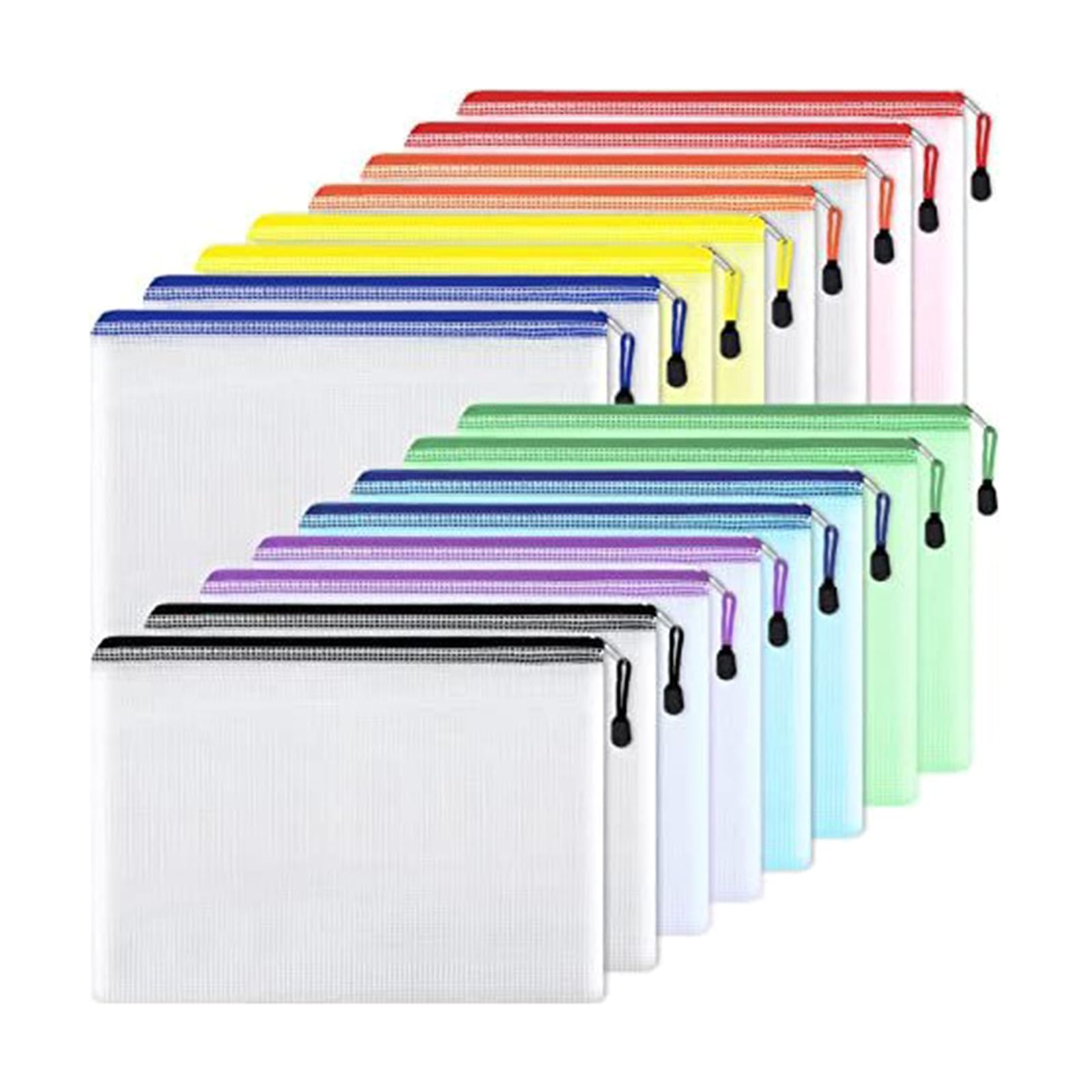 16 Piezas Maletines con Cremallera 33 X 23 cm Maletín Archivador de Archivos Impermeable PVC Bolsa para Documentos para Escuela Oficina Viajes Bolsas Transparente para Documentos