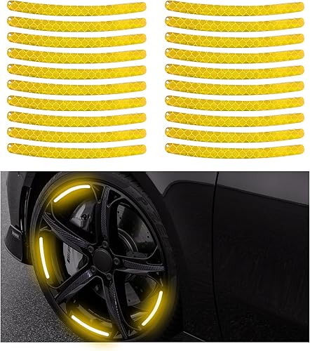 Miniatura 7 de Augeny 20 calcomanías reflectantes para ruedas de automóvil, calcomanías de advertencia de seguridad nocturna antiarañazos, calcomanías