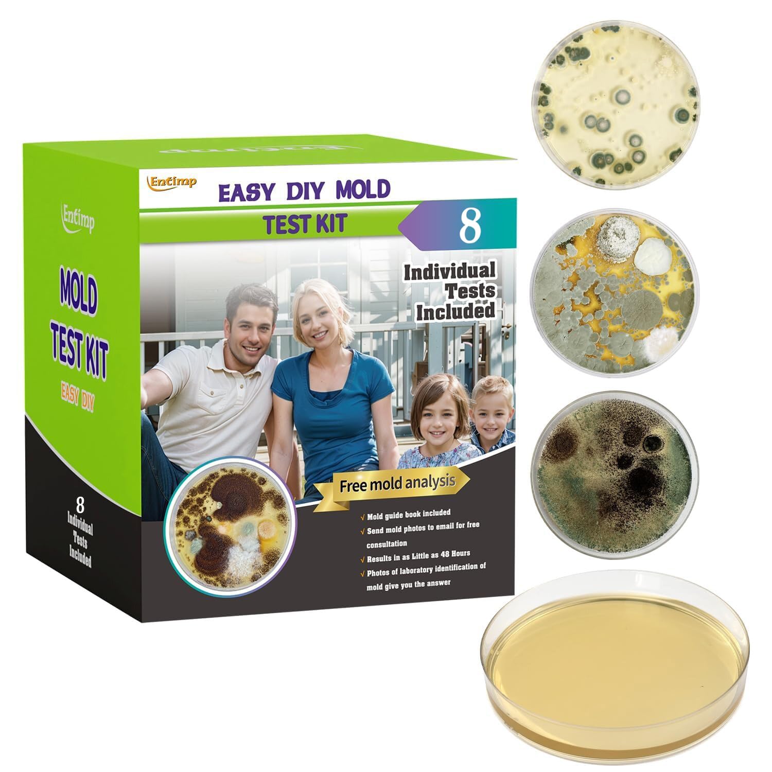 Home Indoor Mold Test Kit 6 Individual Tests, DIY Detector Home, Surface Mold, HVAC, Indoor Air Quality Test Kits, Black Mold Tests, Includes Detailed